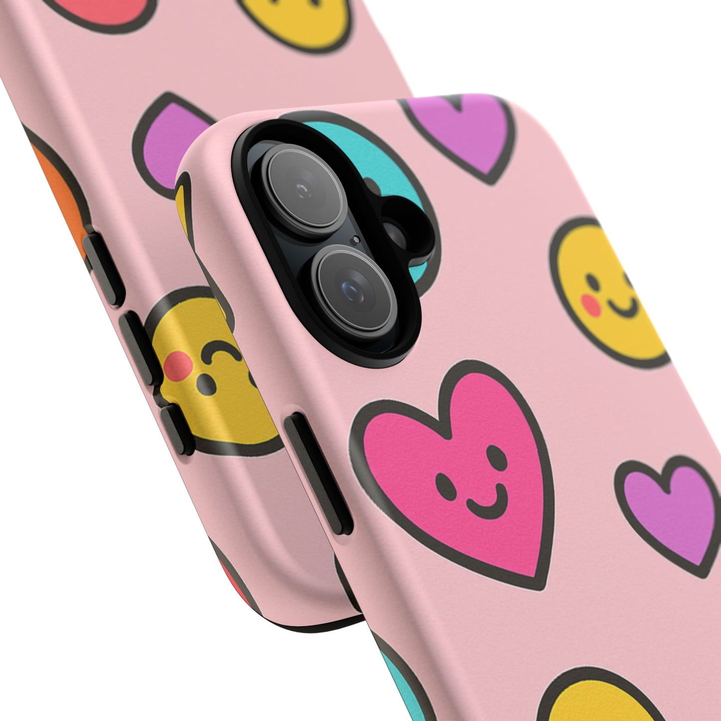 Cute Phone Case with Smiley Faces and Hearts, Fun Gift for Kids and Teens, Cellphone Protector, Birthday Present, Cute Accessories
