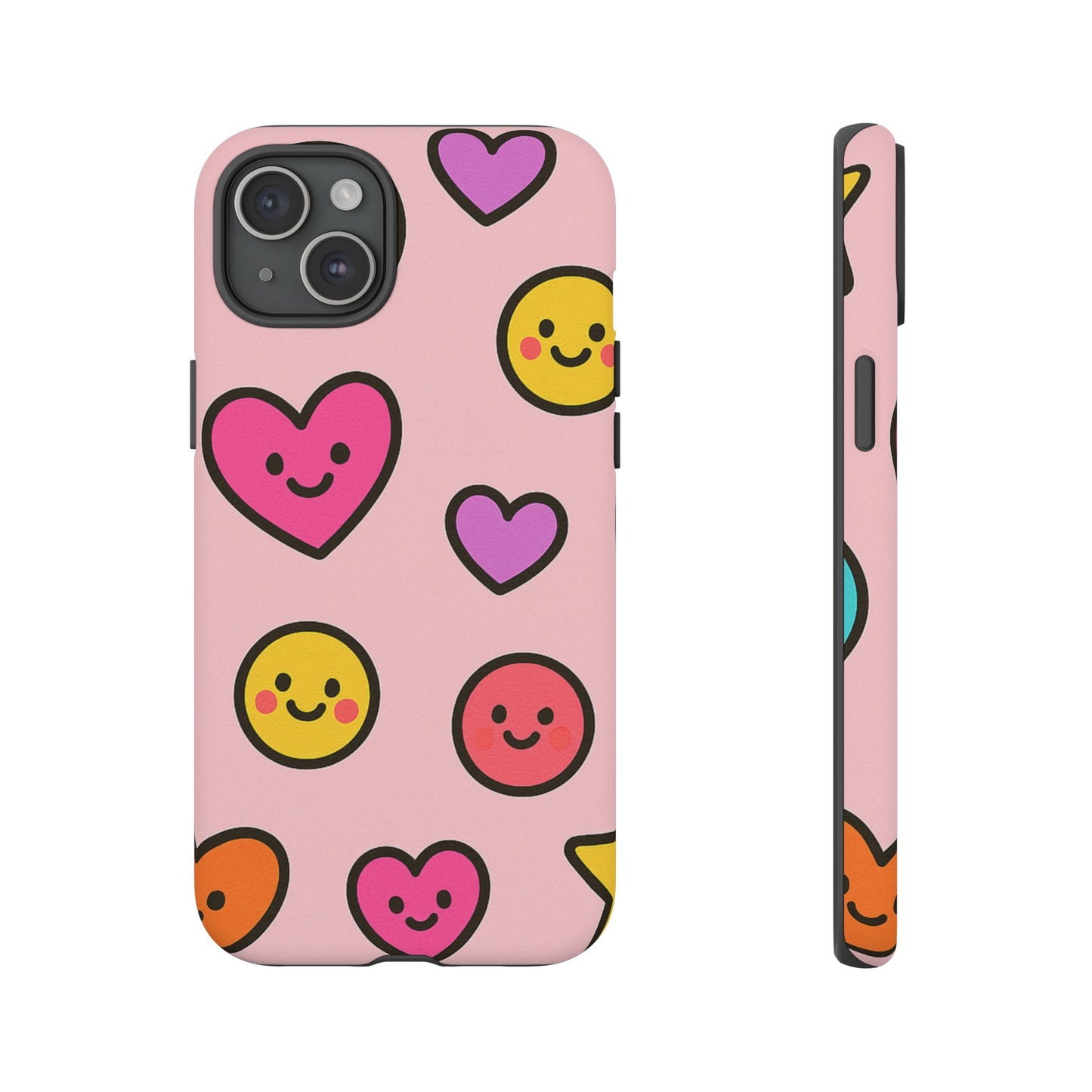 Cute Phone Case with Smiley Faces and Hearts, Fun Gift for Kids and Teens, Cellphone Protector, Birthday Present, Cute Accessories