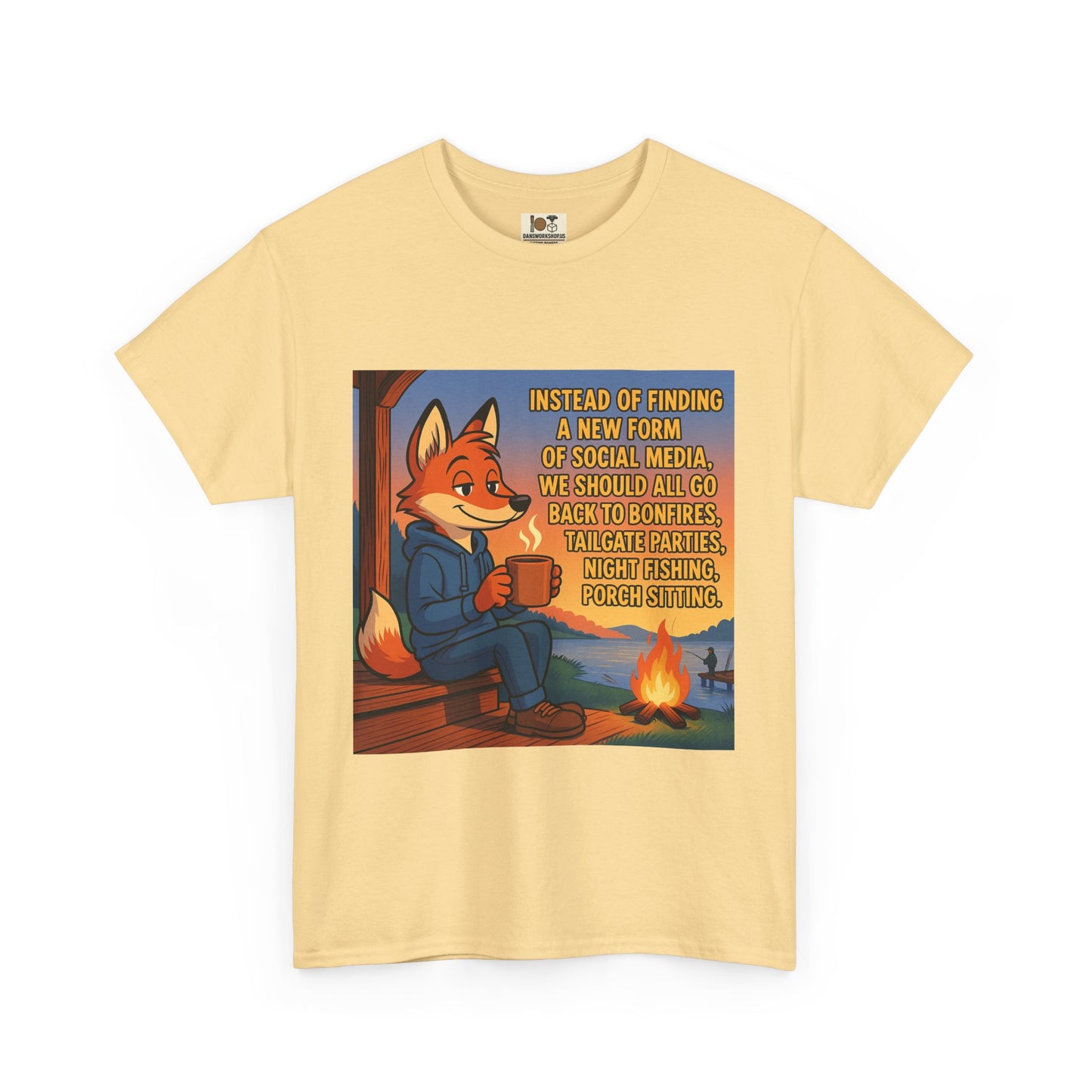 Cozy Campfire Fox Tee, Relaxing T-Shirt for Nature Lovers, Outdoor Adventure Shirt, Fox Lover Gift, Casual Cozy Wear