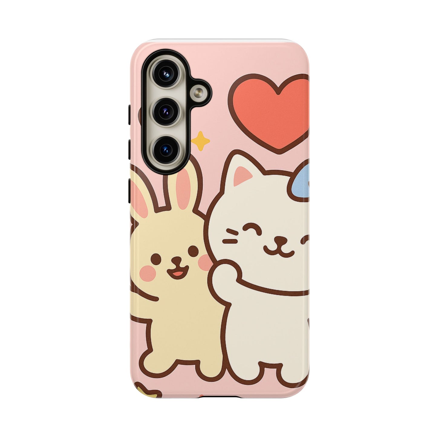 Cute Animal Phone Case -Tough Cases with Bunny and Cat Design, Kawaii Gift for Kids, Birthday, Everyday Use, Phone Accessories, teenage girl