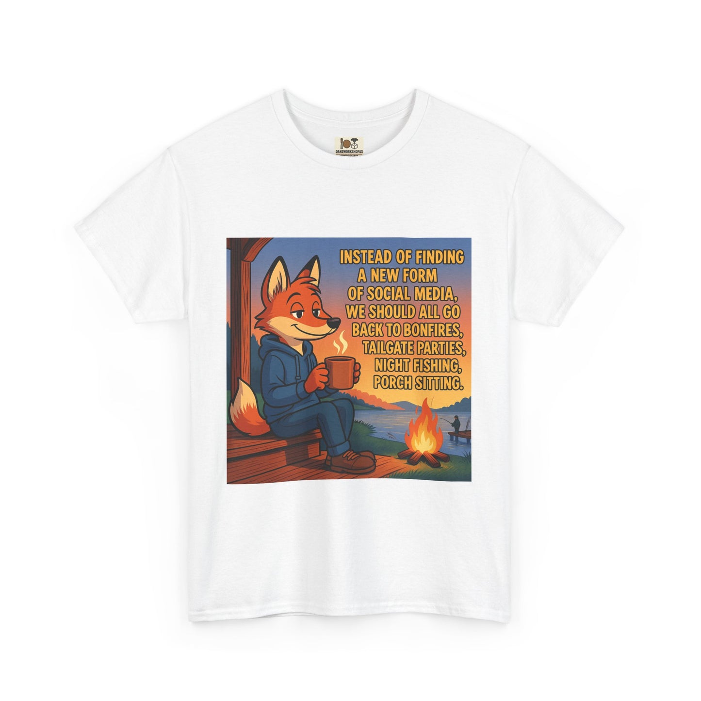Cozy Campfire Fox Tee, Relaxing T-Shirt for Nature Lovers, Outdoor Adventure Shirt, Fox Lover Gift, Casual Cozy Wear