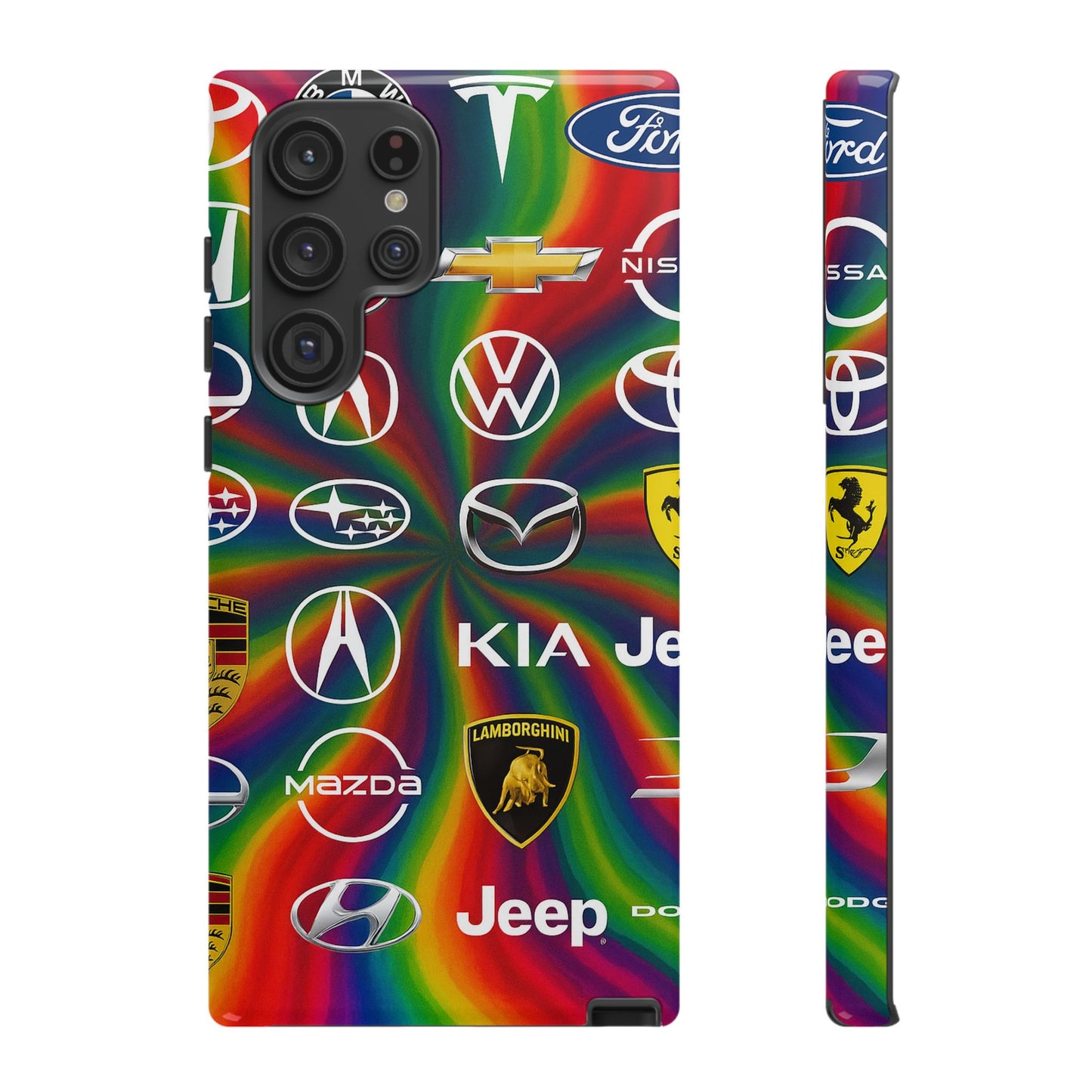 Colorful Car Logos Phone Case - Vibrant Tough Cases for Auto Enthusiasts, Unique Gift for Birthdays, Car Events, and Holidays