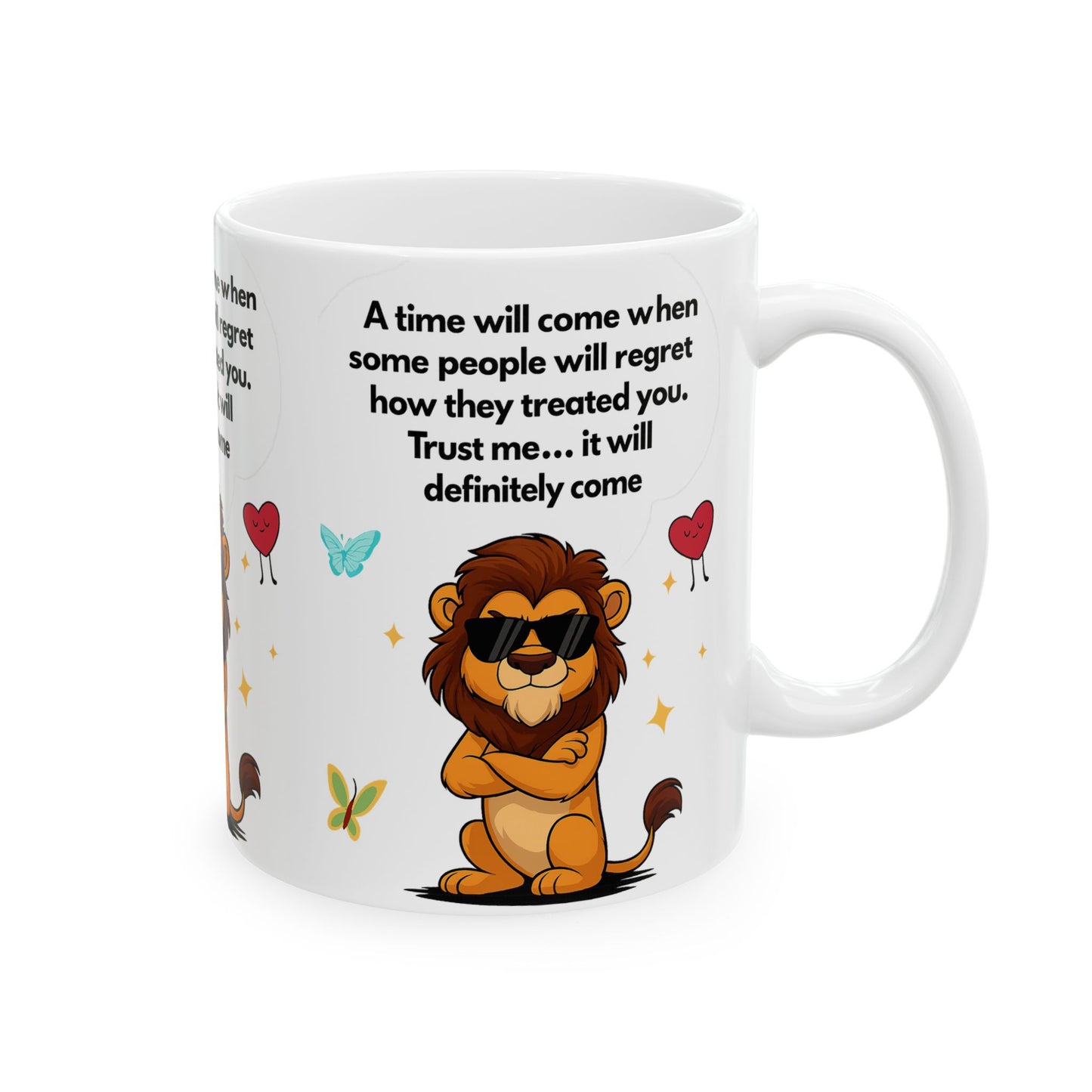 Confident Lion Quote Mug | Gift for Friends, Motivational Ceramic Mug, Cute Animal Design, Coffee Tea Cup, Positive Vibes