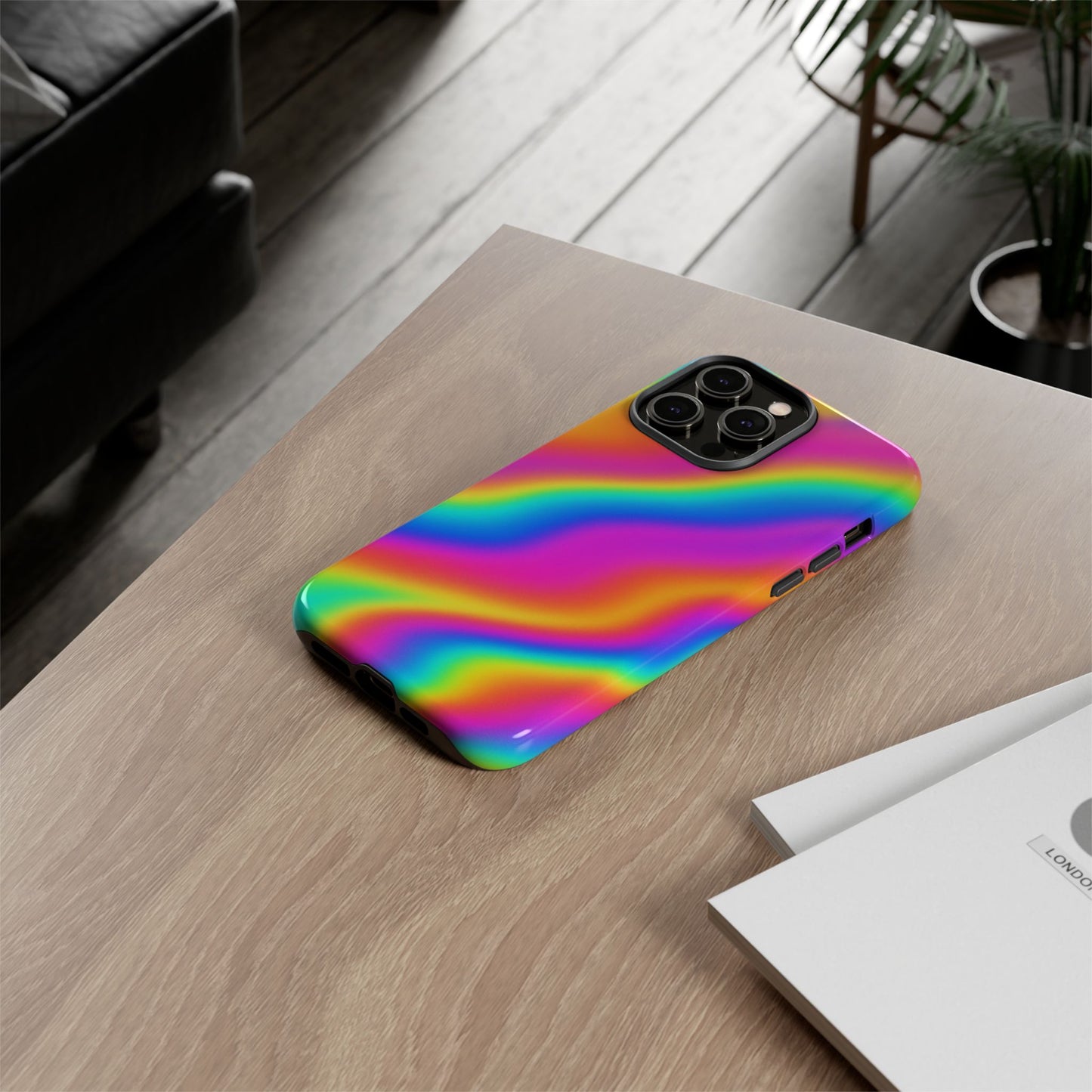 Rainbow Wavy Phone Case - Colorful Tough Cases for Stylish Protection, LGBTQ+ Pride Gift, Trendy Phone Accessory, Birthday, Holiday Present
