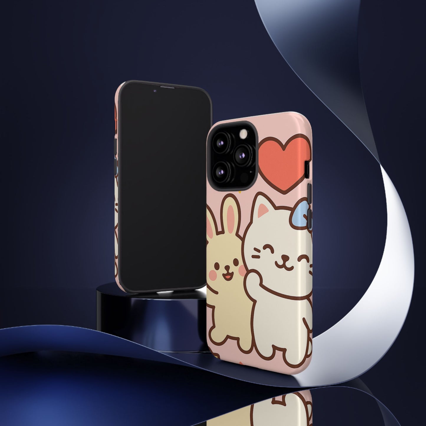 Cute Animal Phone Case -Tough Cases with Bunny and Cat Design, Kawaii Gift for Kids, Birthday, Everyday Use, Phone Accessories, teenage girl