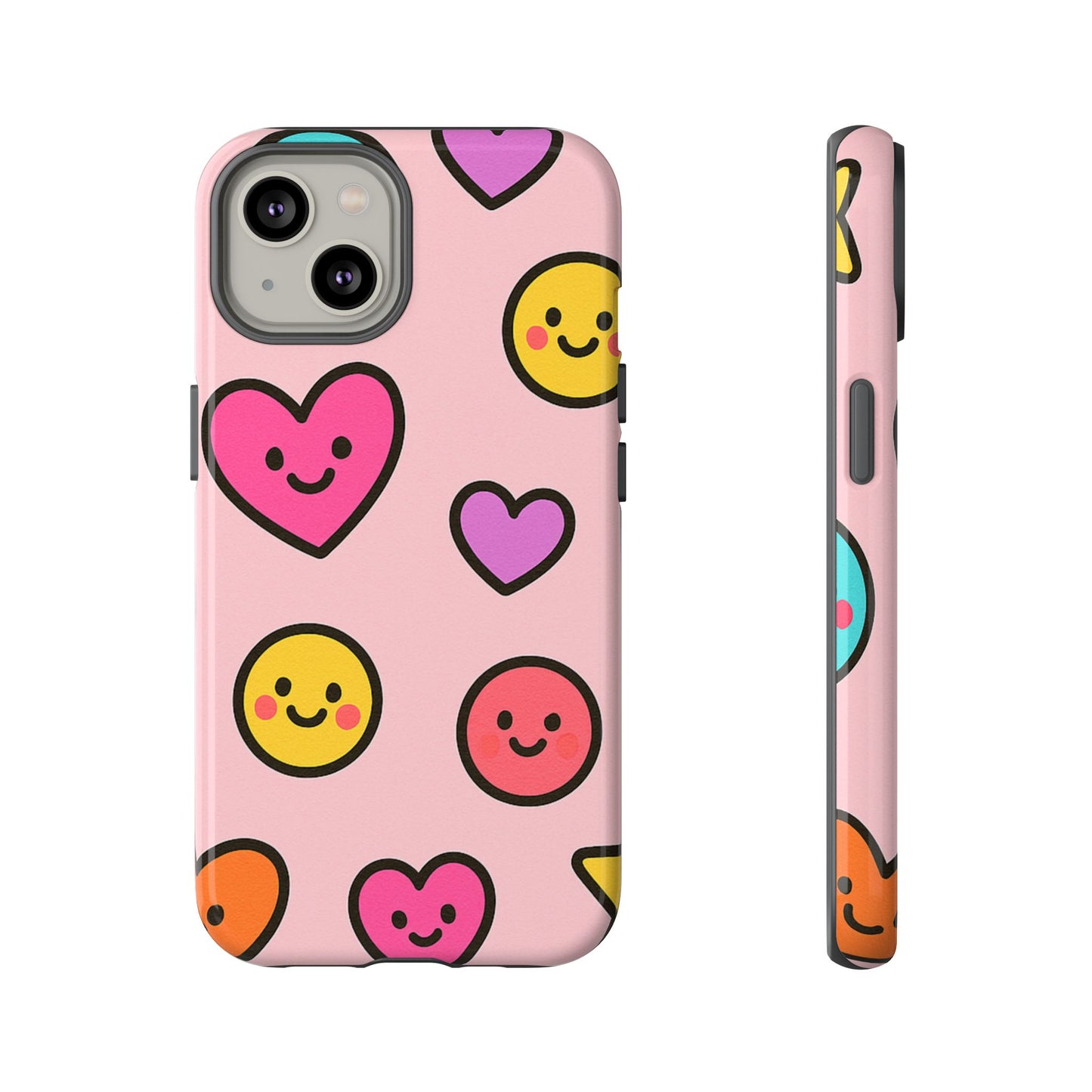 Cute Phone Case with Smiley Faces and Hearts, Fun Gift for Kids and Teens, Cellphone Protector, Birthday Present, Cute Accessories