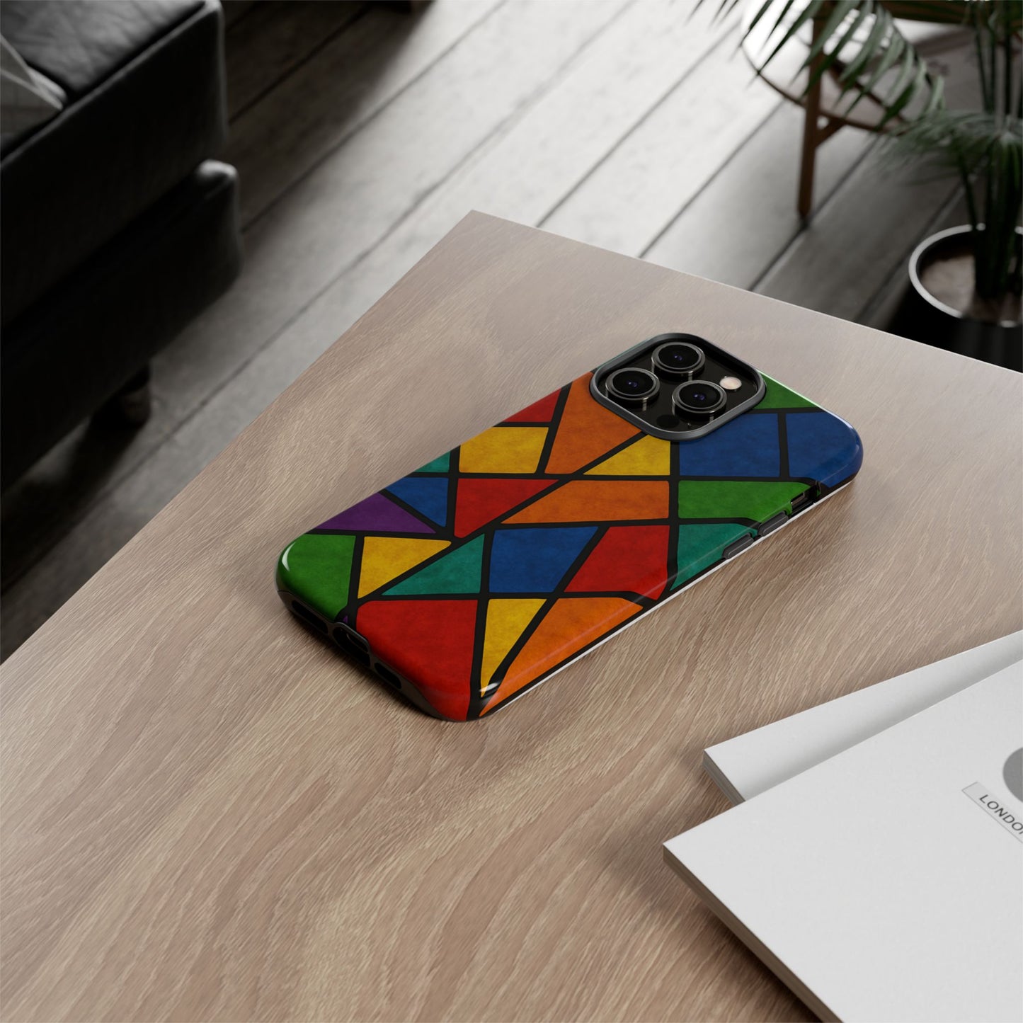 Colorful Phone Case, Stained Glass Pattern, Artistic Phone Cover, Unique Smartphone Protection, Vibrant Gift for All Occasions