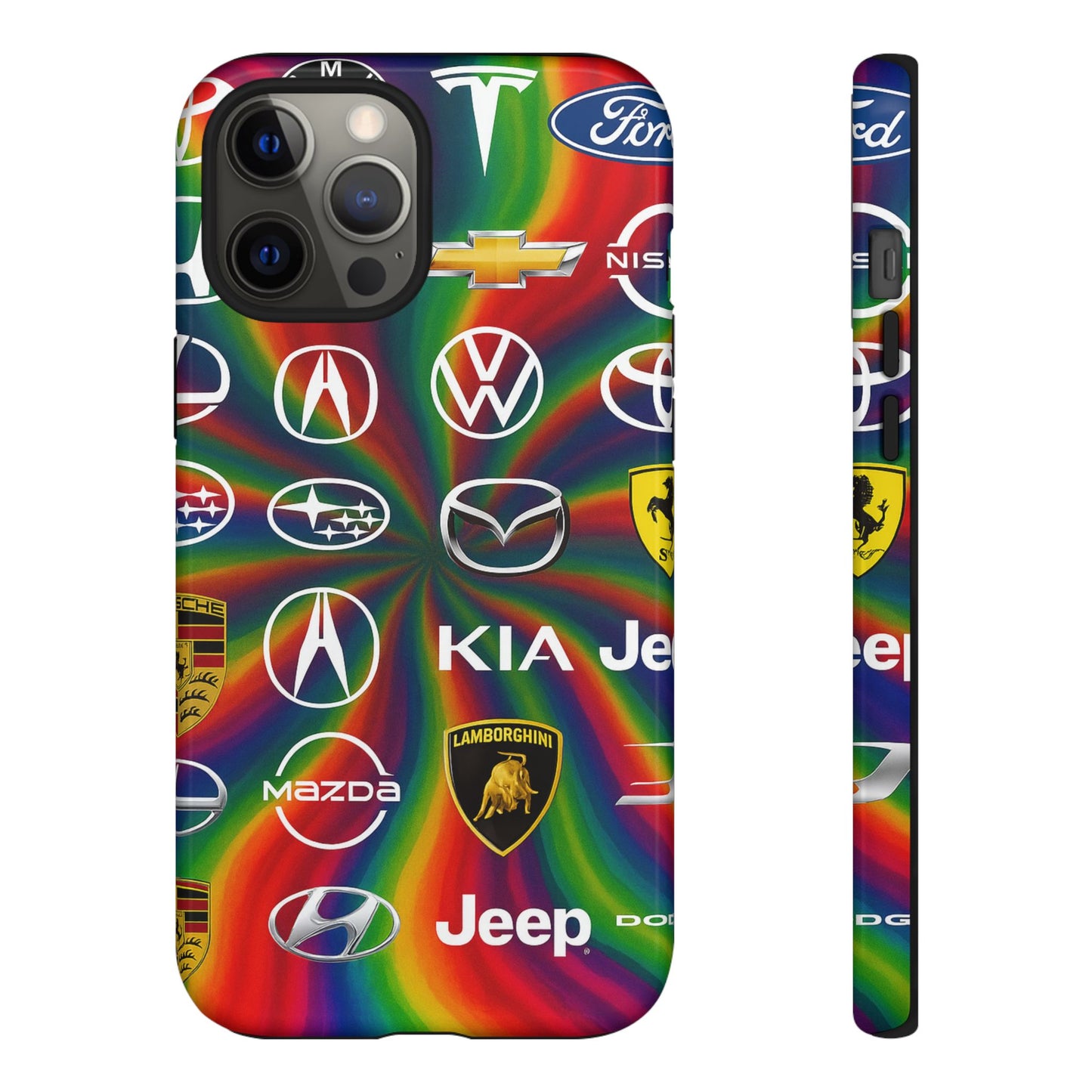 Colorful Car Logos Phone Case - Vibrant Tough Cases for Auto Enthusiasts, Unique Gift for Birthdays, Car Events, and Holidays