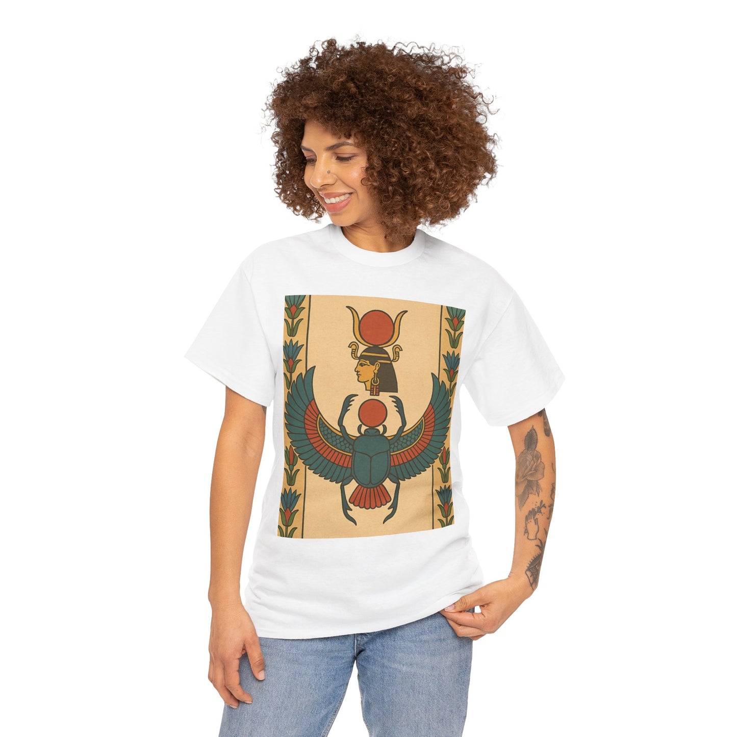 Egyptian Scarab Graphic Tee | Vintage Style, Unisex Cotton Shirt, Cool Casual Wear, Gift for Him/Her, Summer Fashion