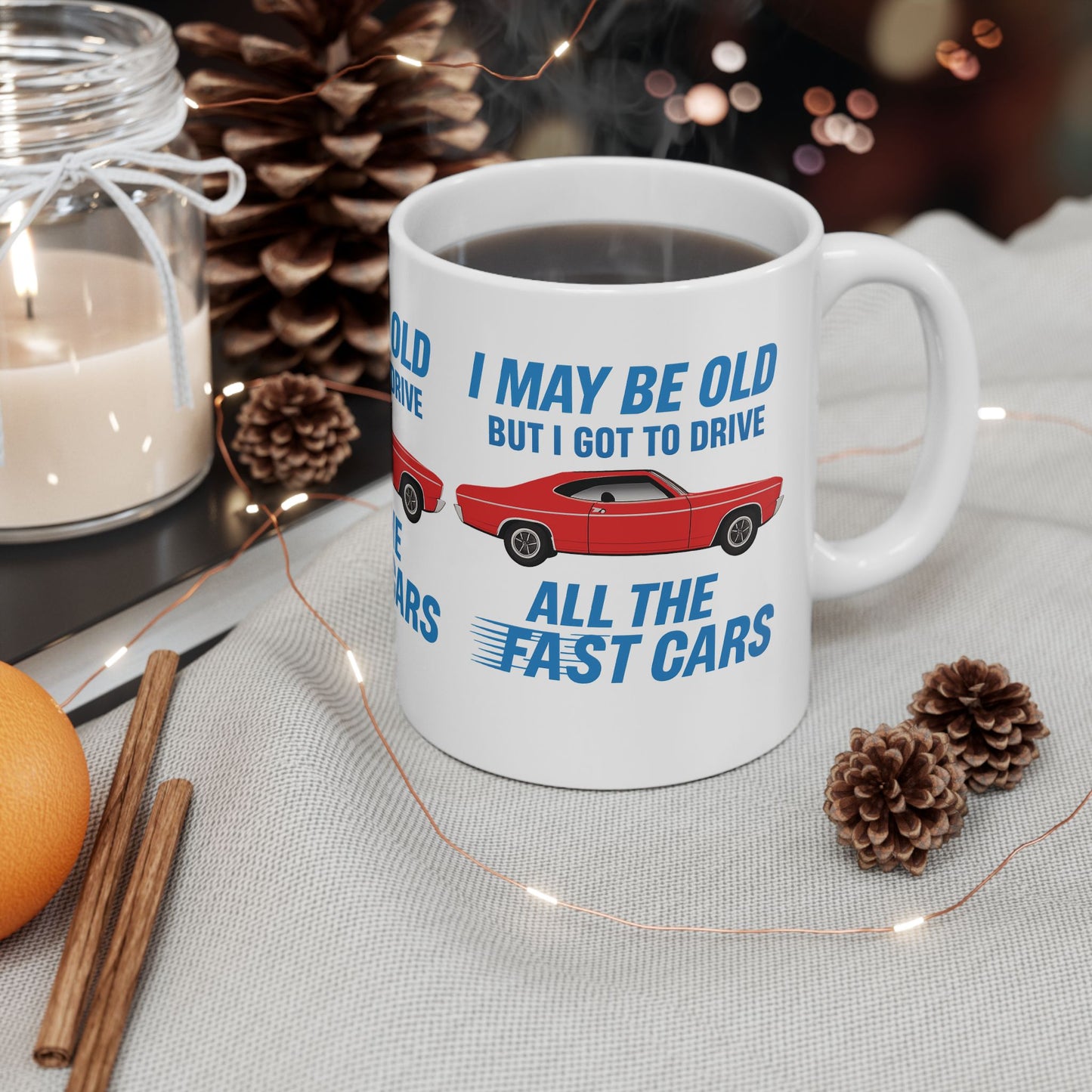 Vintage Car Enthusiast Mug, Classic Vehicle Gift, Car Lover Coffee Cup, Birthday Present for Him, Father's Day Mug, FAST CARS. CARS, OLD