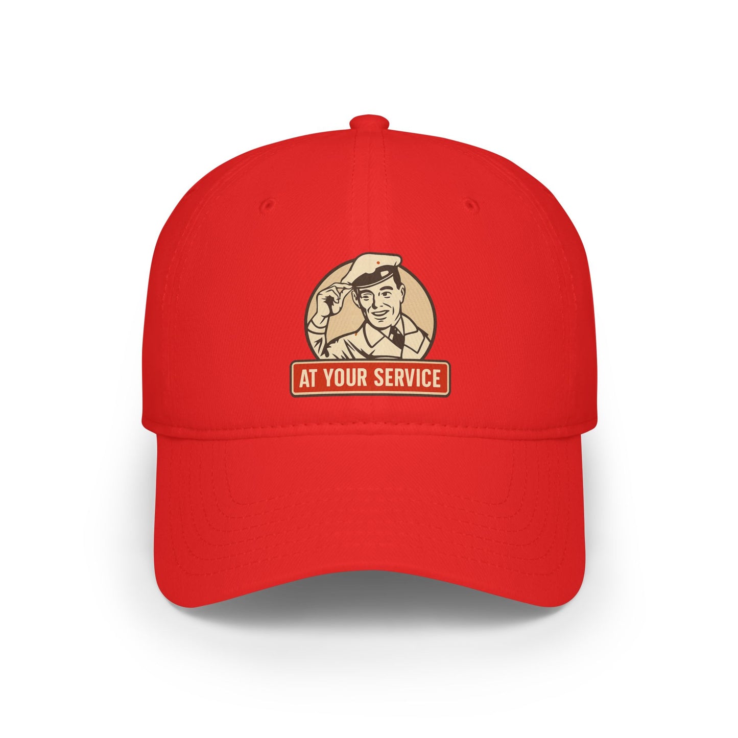 Vintage-Style Low Profile Baseball Cap | Inspiring 'At Your Service' Design, Casual Hat, Gift for Him, Outdoors, Everyday Wear
