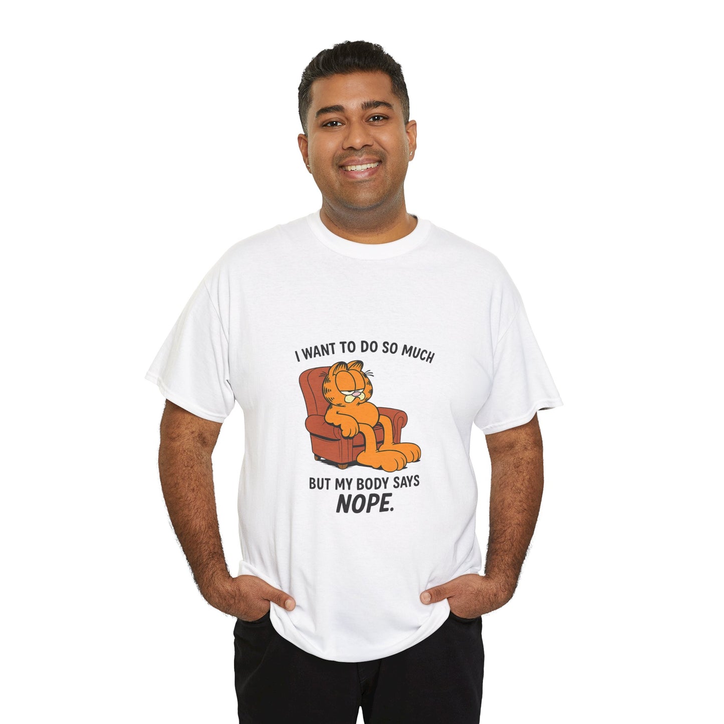 Funny Unisex Heavy Cotton Tee, Cozy T-Shirt for Relaxation, Gift for Cat Lovers, Humor Shirt, Lounge Wear