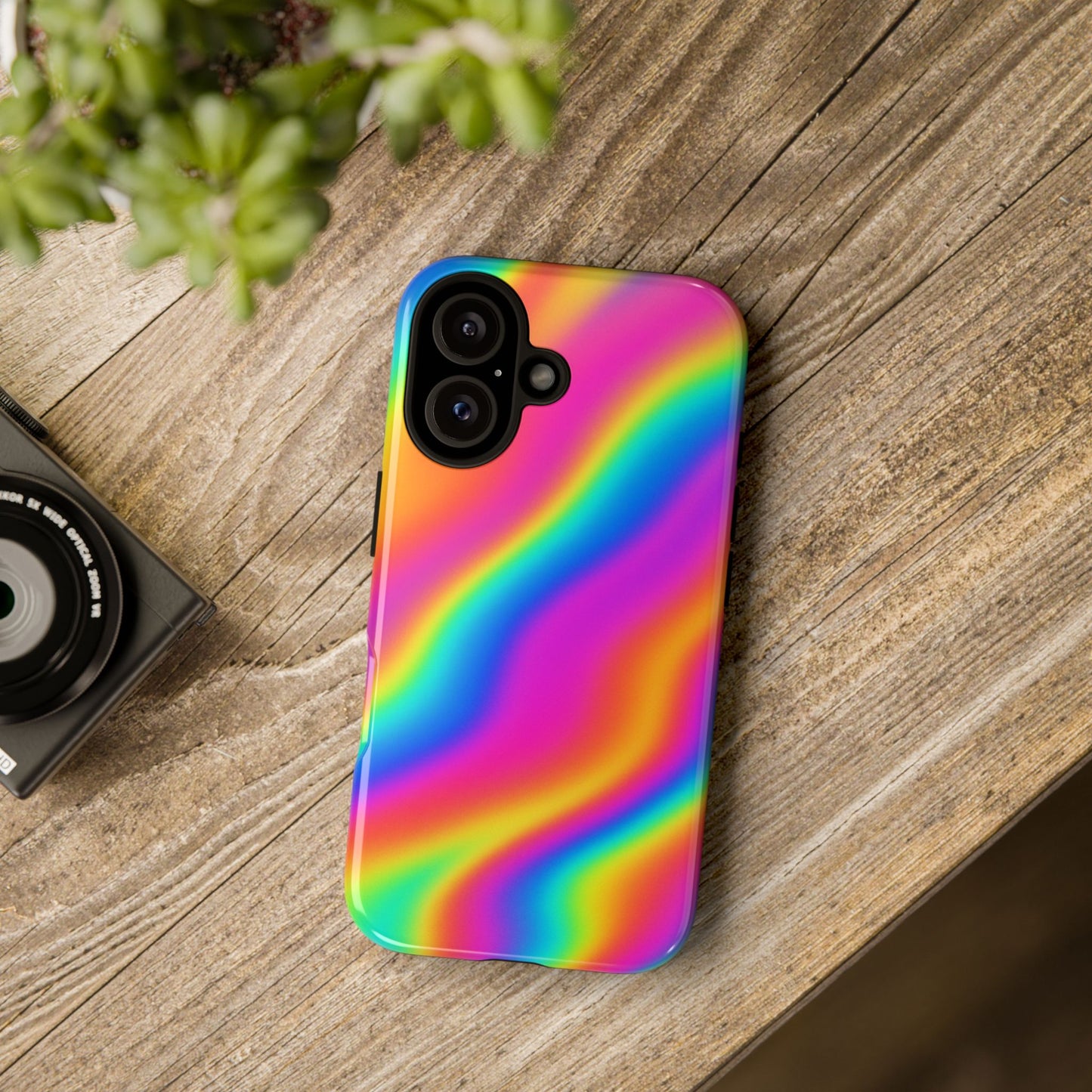 Rainbow Wavy Phone Case - Colorful Tough Cases for Stylish Protection, LGBTQ+ Pride Gift, Trendy Phone Accessory, Birthday, Holiday Present