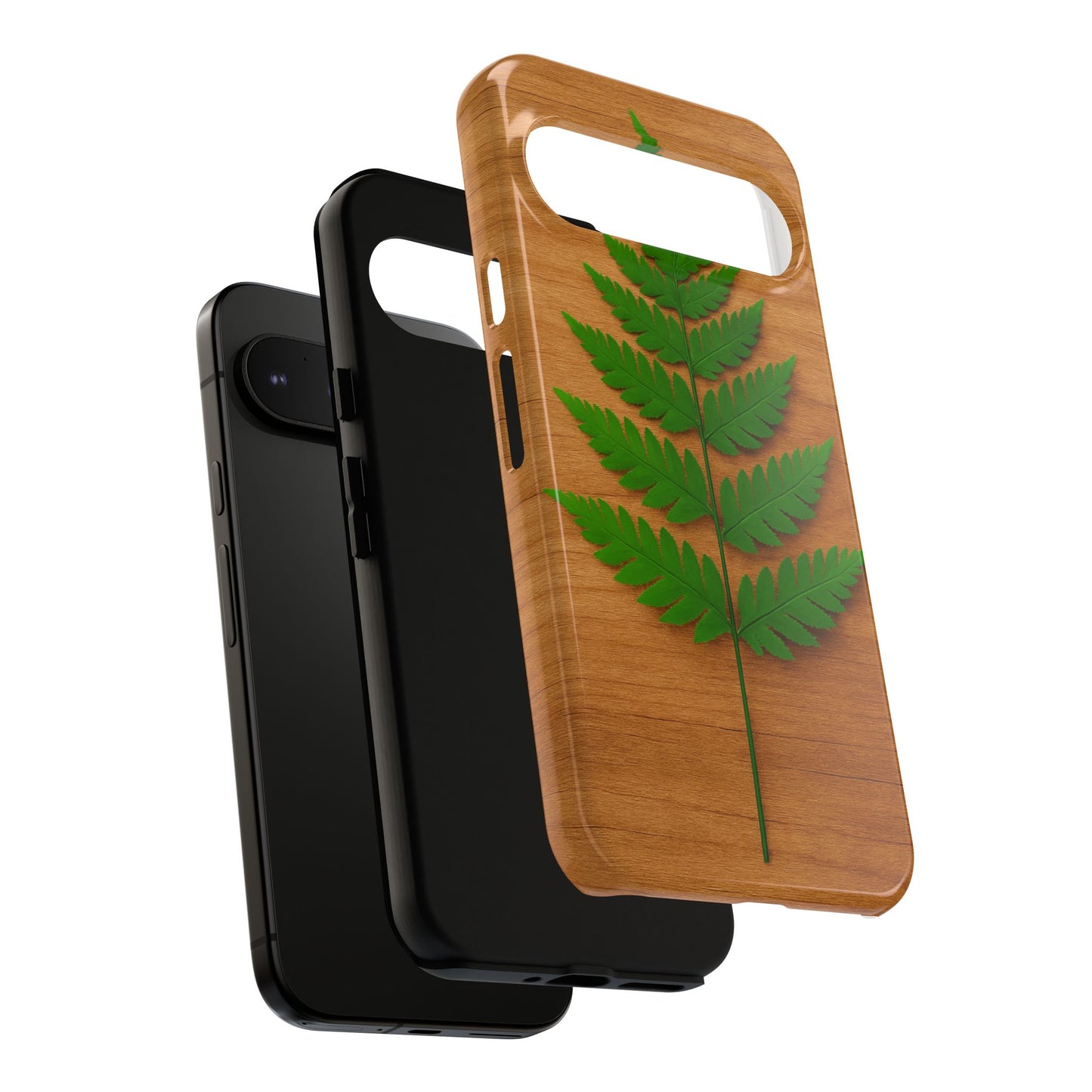 Wooden Fern Phone Case - Eco-Friendly Tough Cases for Nature Lovers, Unique Gift, Customizable Design, Nature-Themed Accessories