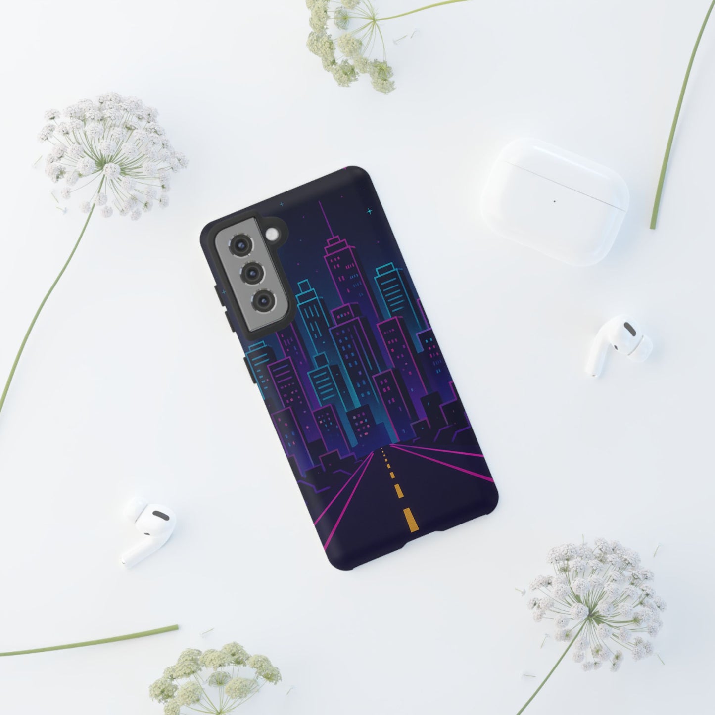 Cityscape Phone Case, Tough Cases, Urban Style, Nighttime Vibe, Phone Cover, Gift for City Lovers, Modern Design
