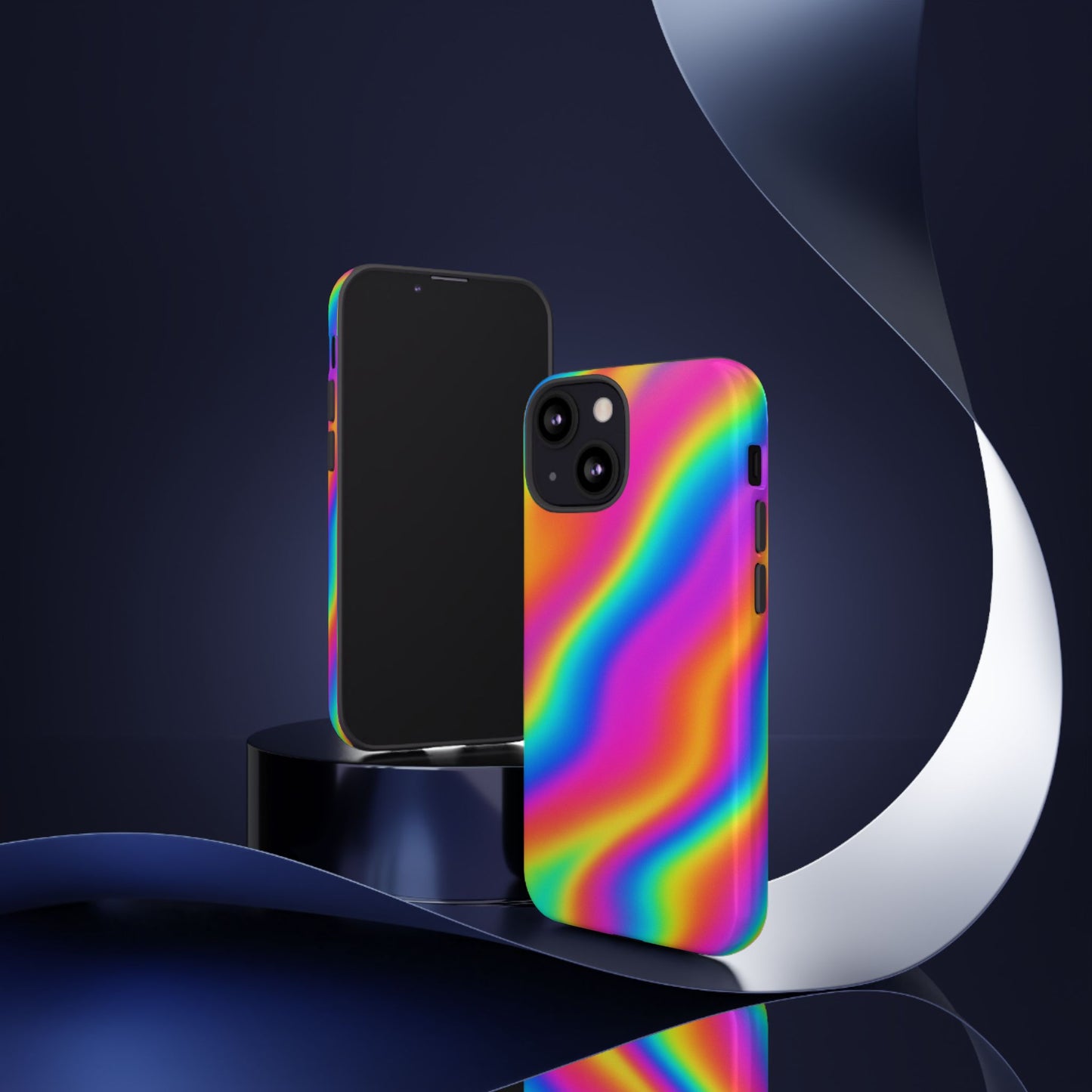 Rainbow Wavy Phone Case - Colorful Tough Cases for Stylish Protection, LGBTQ+ Pride Gift, Trendy Phone Accessory, Birthday, Holiday Present