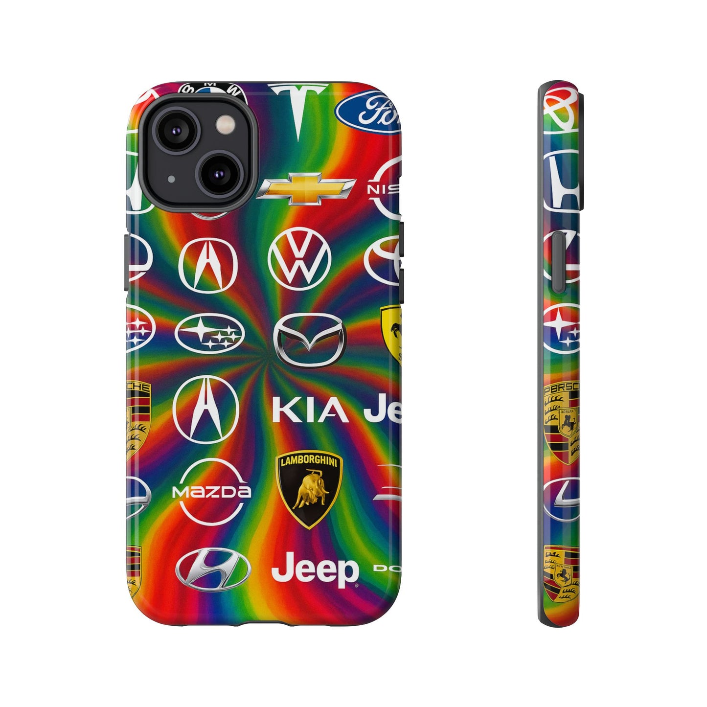 Colorful Car Logos Phone Case - Vibrant Tough Cases for Auto Enthusiasts, Unique Gift for Birthdays, Car Events, and Holidays