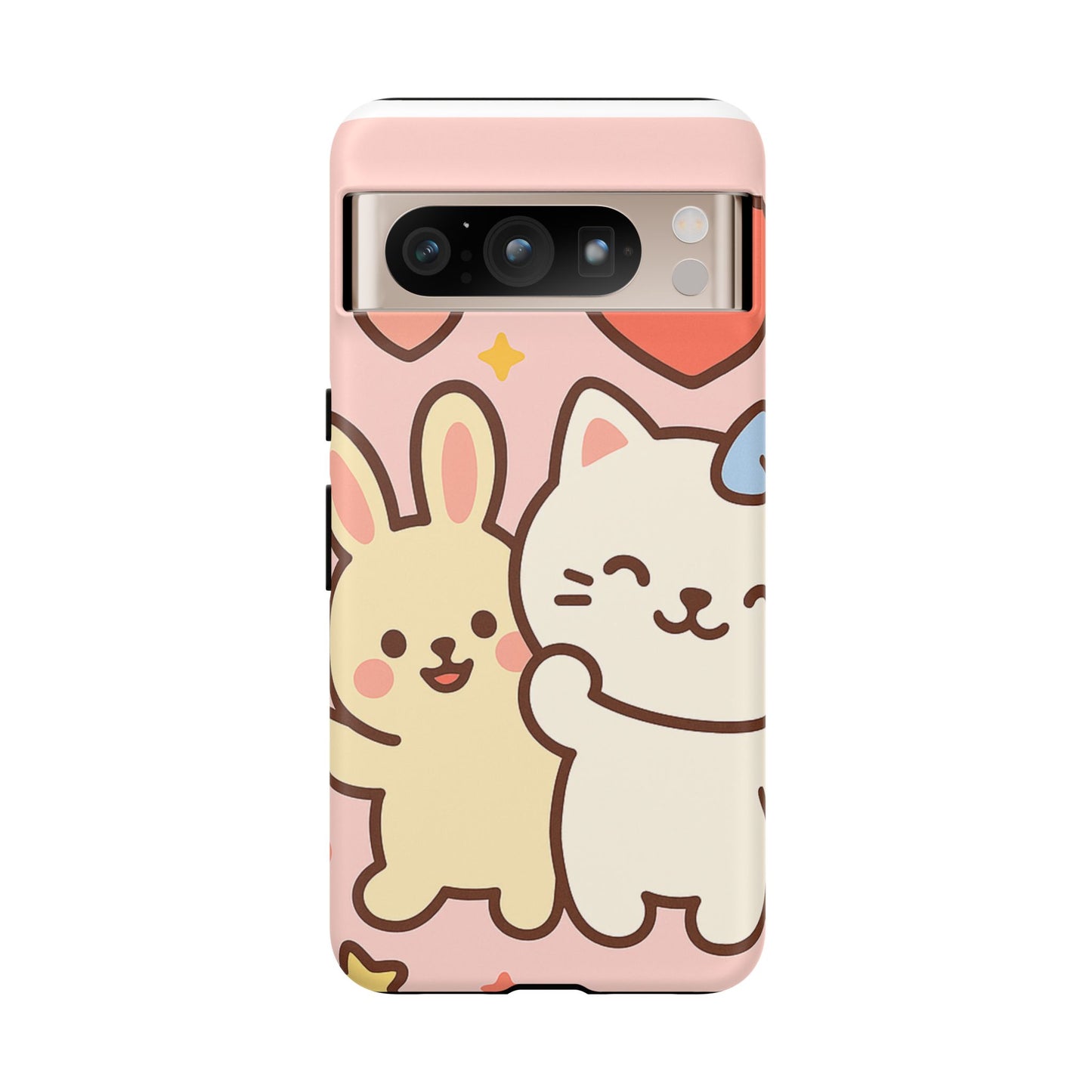 Cute Animal Phone Case -Tough Cases with Bunny and Cat Design, Kawaii Gift for Kids, Birthday, Everyday Use, Phone Accessories, teenage girl