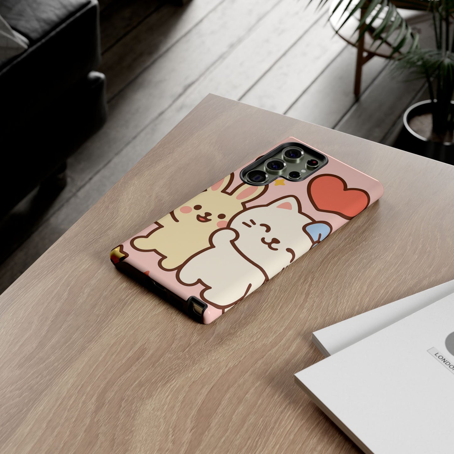 Cute Animal Phone Case -Tough Cases with Bunny and Cat Design, Kawaii Gift for Kids, Birthday, Everyday Use, Phone Accessories, teenage girl