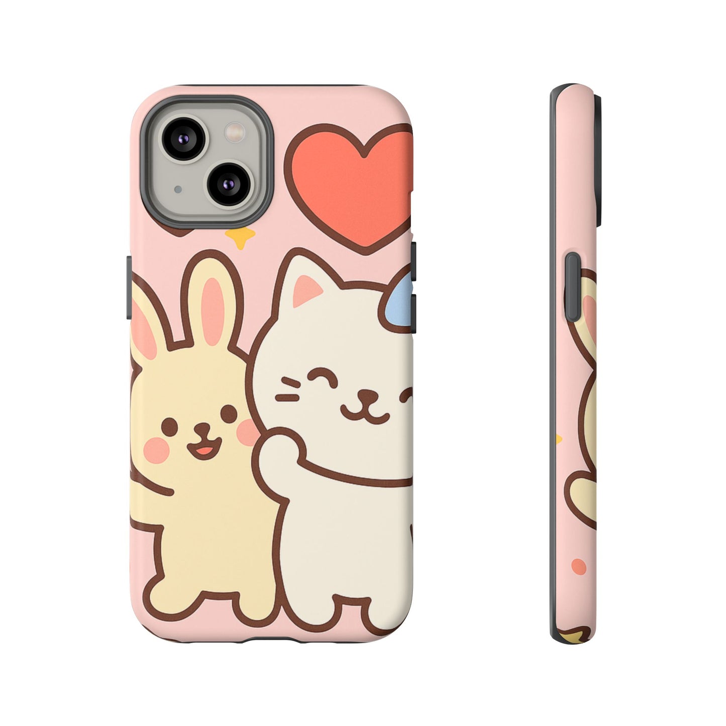 Cute Animal Phone Case -Tough Cases with Bunny and Cat Design, Kawaii Gift for Kids, Birthday, Everyday Use, Phone Accessories, teenage girl