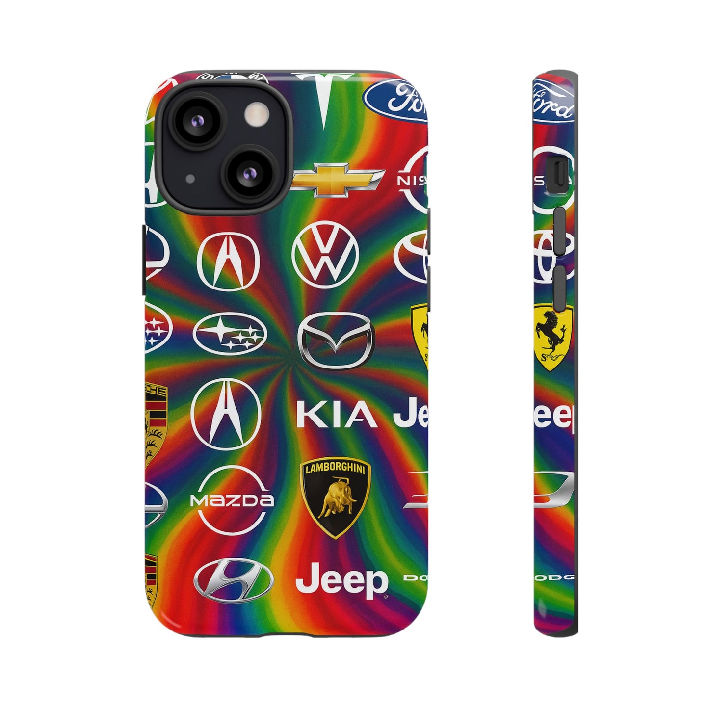 Colorful Car Logos Phone Case - Vibrant Tough Cases for Auto Enthusiasts, Unique Gift for Birthdays, Car Events, and Holidays