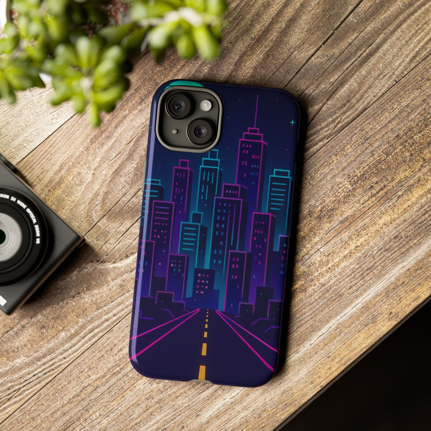 Cityscape Phone Case, Tough Cases, Urban Style, Nighttime Vibe, Phone Cover, Gift for City Lovers, Modern Design
