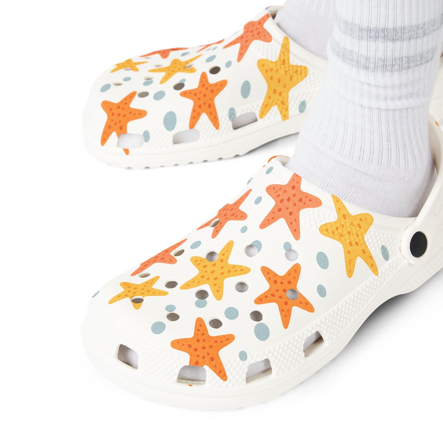 Colorful Starfish EVA Foam Clogs, Summer Footwear, Beach Shoes, Comfortable Garden Clogs, Fun Poolside Slip-Ons