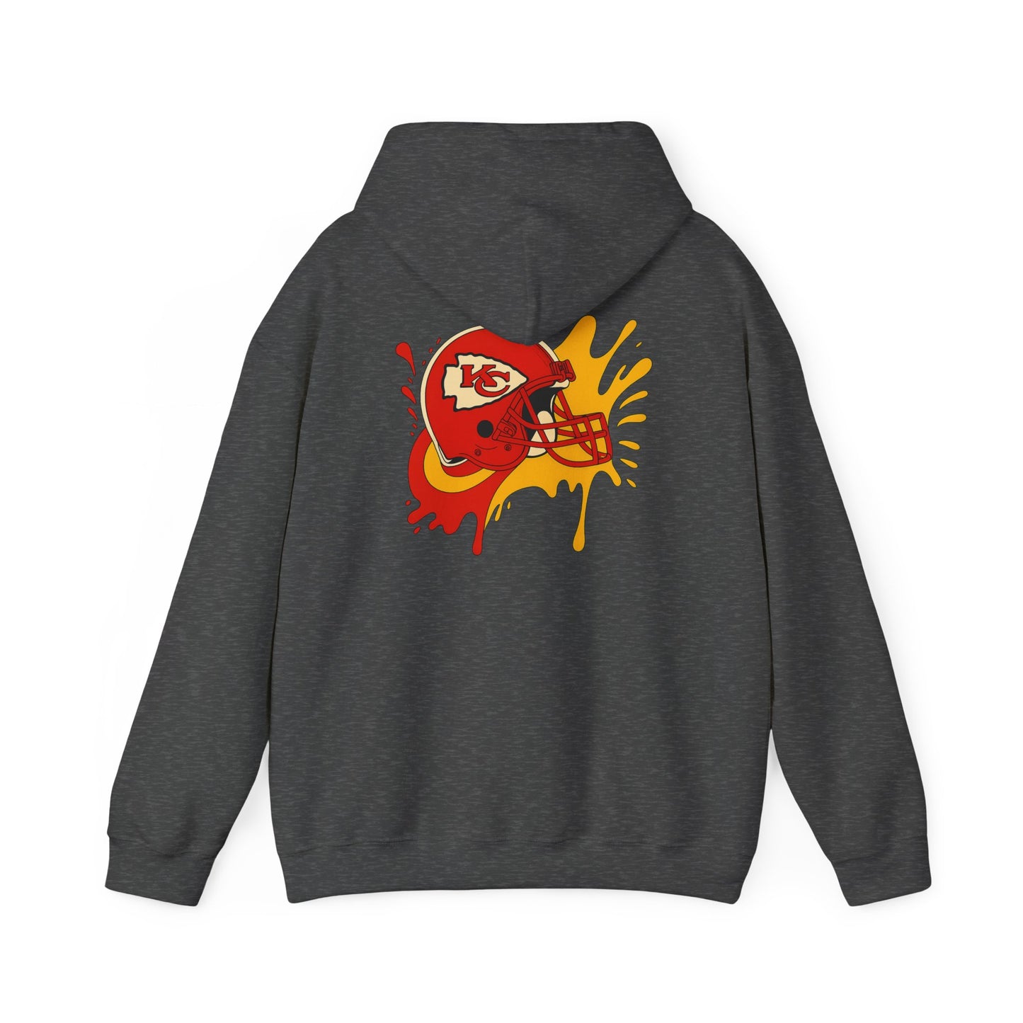 Sporty Graffiti Hoodie for Chiefs Fans, Versatile Streetwear, Perfect Gift for Game Day, Fashionable Fall Layer, Unisex Heavy Blend