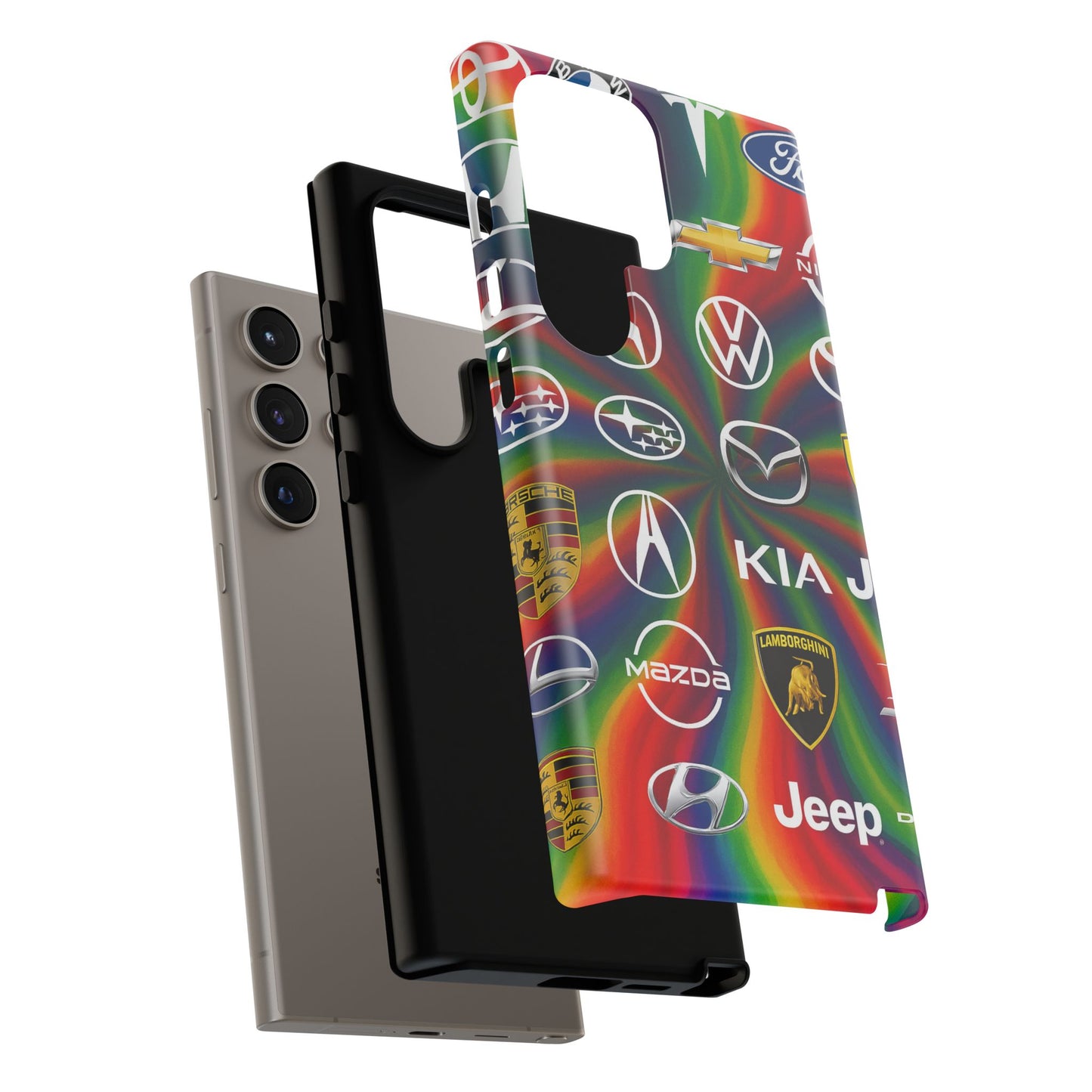 Colorful Car Logos Phone Case - Vibrant Tough Cases for Auto Enthusiasts, Unique Gift for Birthdays, Car Events, and Holidays
