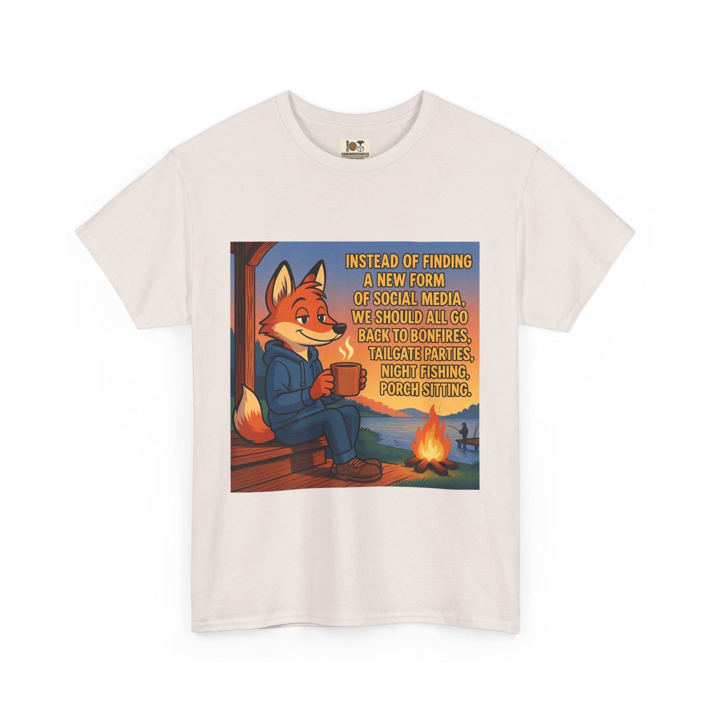 Cozy Campfire Fox Tee, Relaxing T-Shirt for Nature Lovers, Outdoor Adventure Shirt, Fox Lover Gift, Casual Cozy Wear