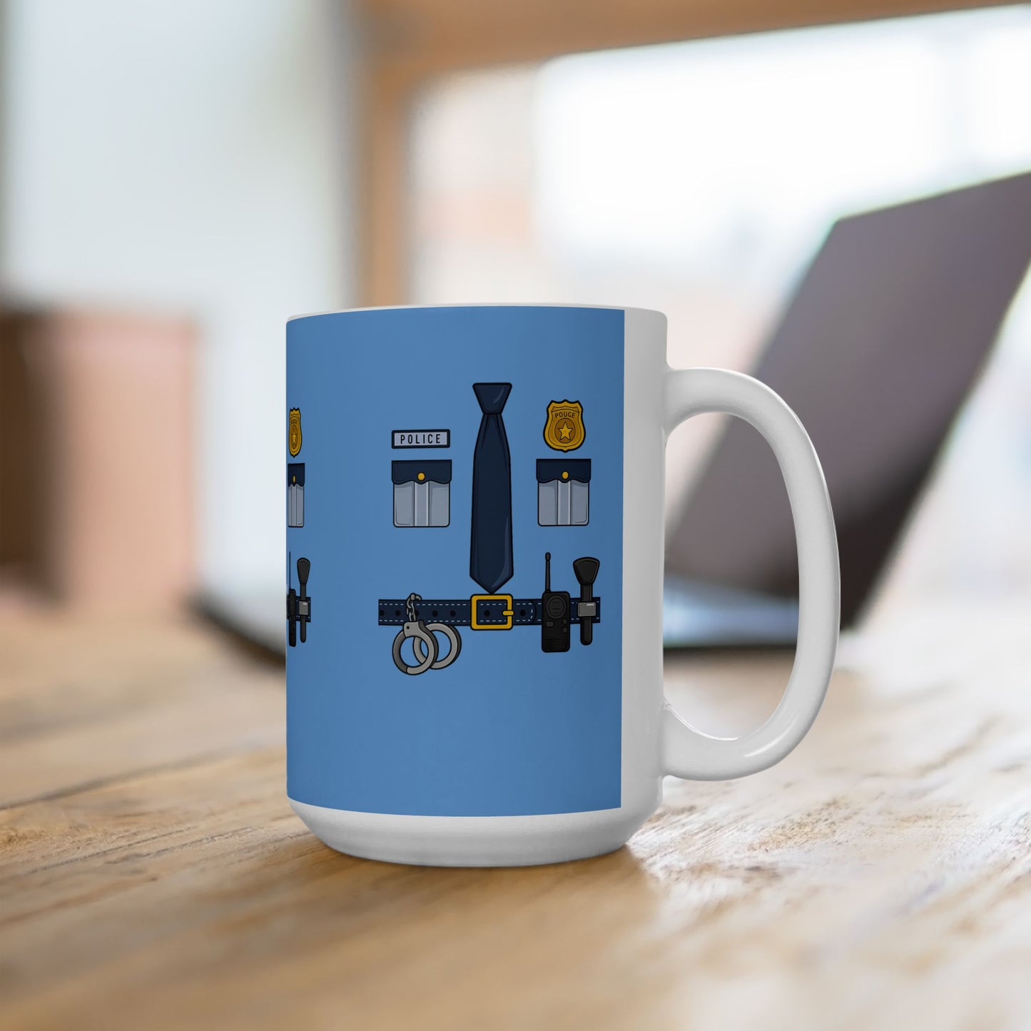 Police-Themed Ceramic Mug: Law Enforcement Gift, Cop Appreciation, Blue Line Support, Funny Police Coffee Cup, Officer Present