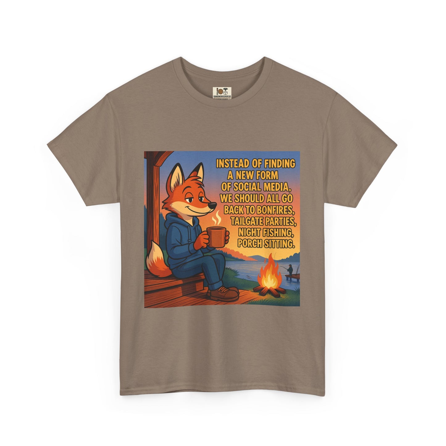 Cozy Campfire Fox Tee, Relaxing T-Shirt for Nature Lovers, Outdoor Adventure Shirt, Fox Lover Gift, Casual Cozy Wear