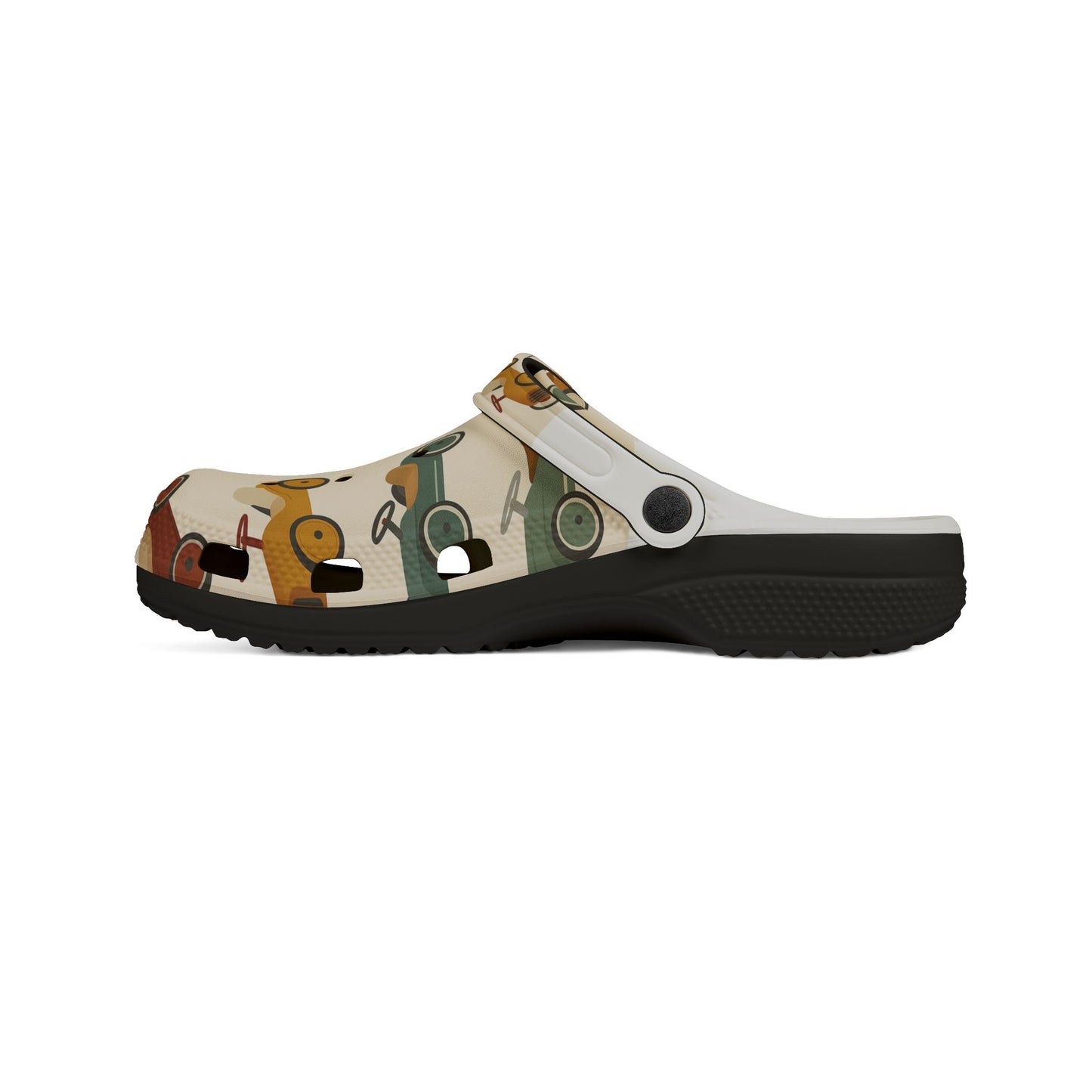 Playful Car Print EVA Foam Rubber Shoes for Kids, Fun Garden Clogs, Summer Footwear, Birthday Gift, Unique Play Shoes