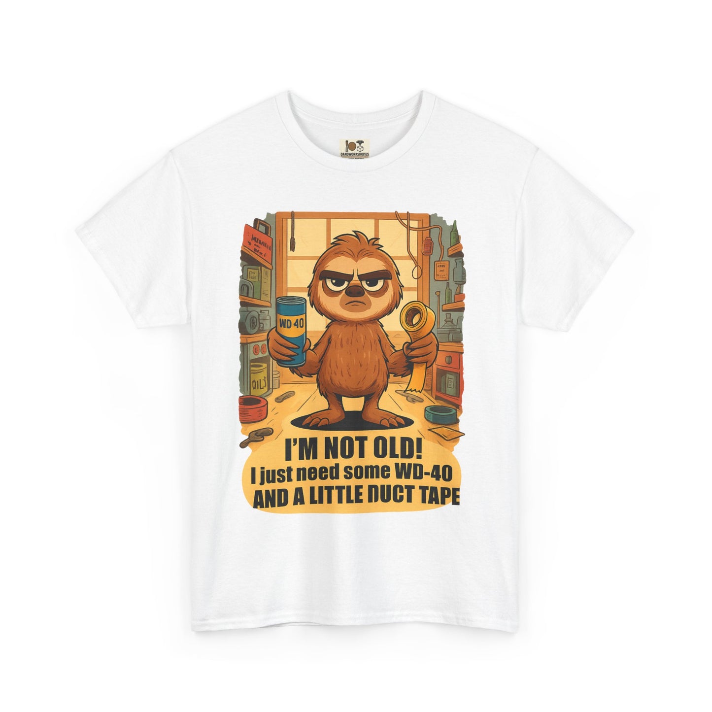 Funny Quote Tee, I'm Not Old WD-40 Sloth Shirt, Gift for Dad, Birthday Humor T-Shirt, Unisex Funny Cotton Top