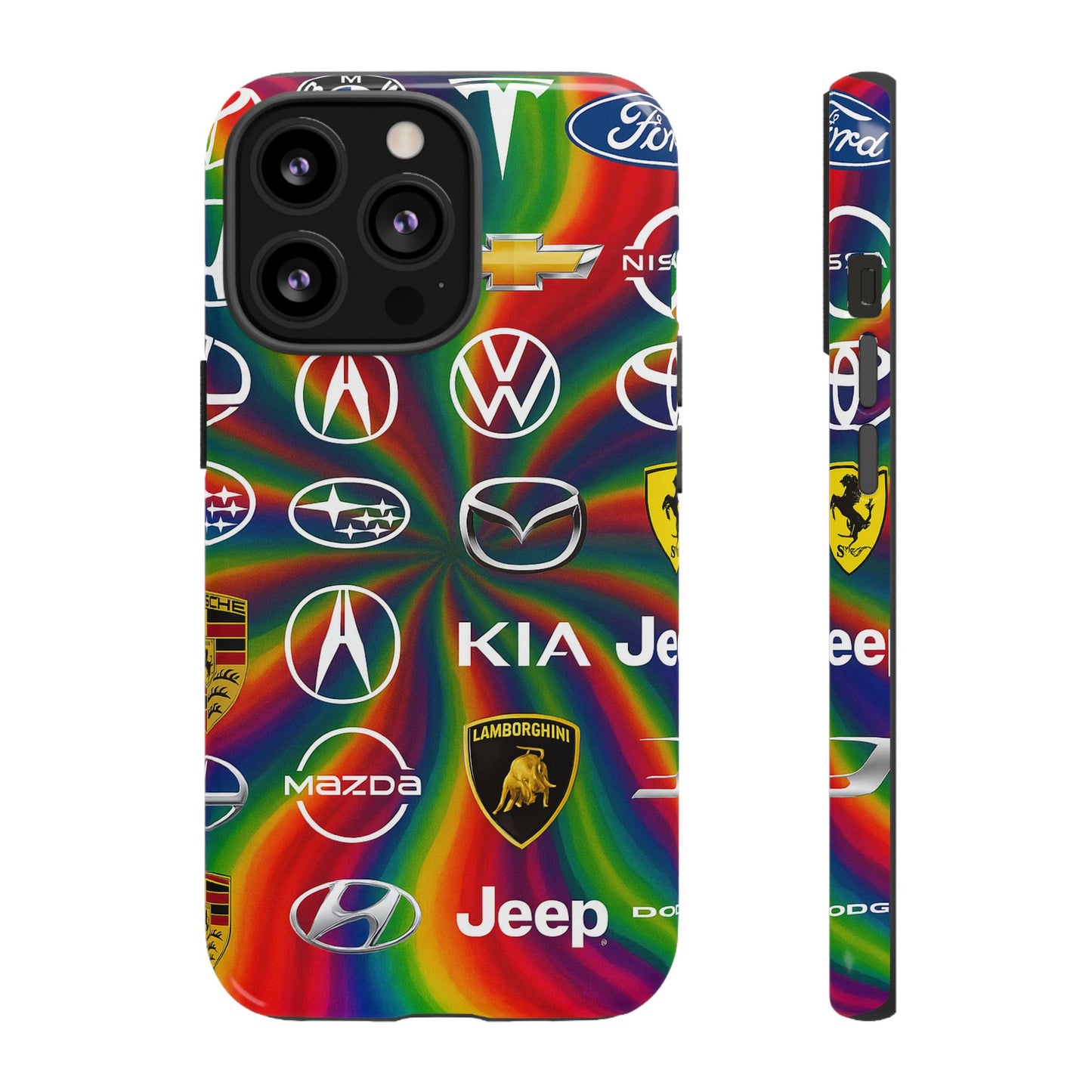 Colorful Car Logos Phone Case - Vibrant Tough Cases for Auto Enthusiasts, Unique Gift for Birthdays, Car Events, and Holidays