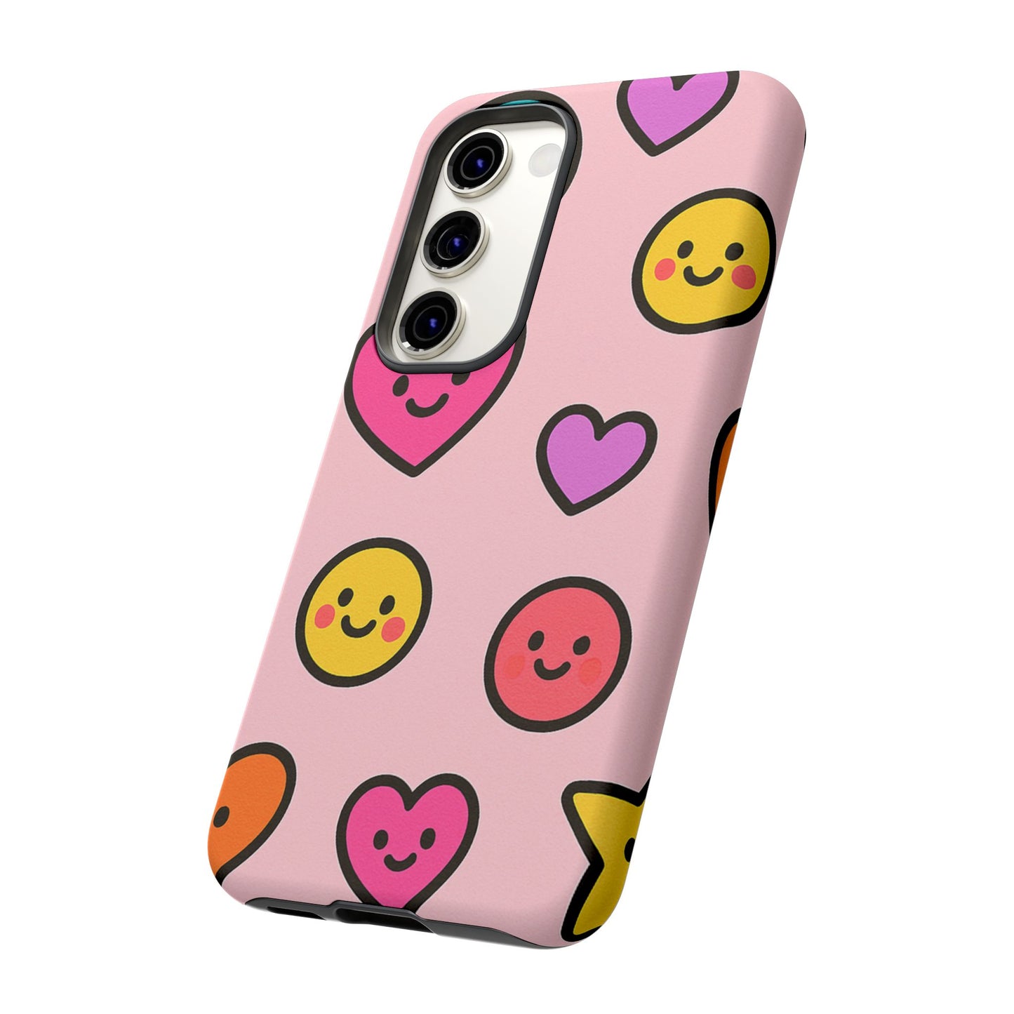 Cute Phone Case with Smiley Faces and Hearts, Fun Gift for Kids and Teens, Cellphone Protector, Birthday Present, Cute Accessories