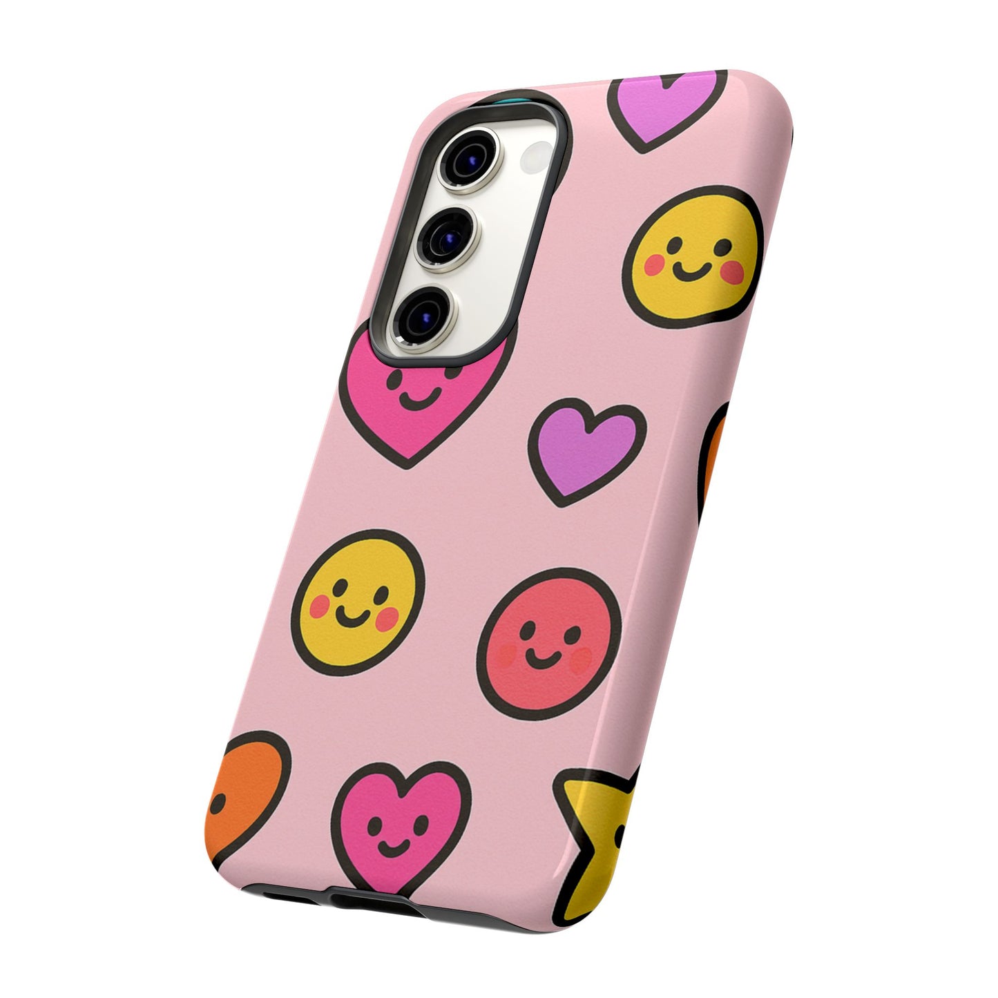 Cute Phone Case with Smiley Faces and Hearts, Fun Gift for Kids and Teens, Cellphone Protector, Birthday Present, Cute Accessories