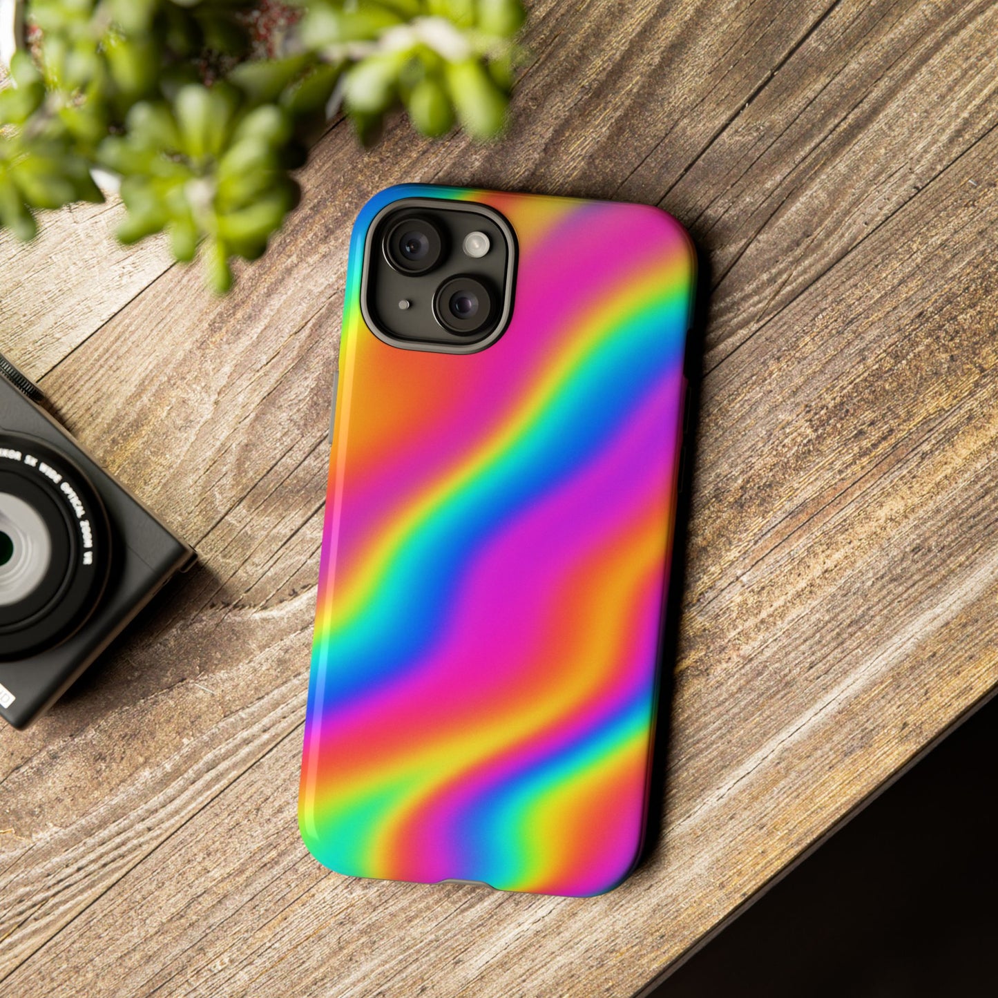 Rainbow Wavy Phone Case - Colorful Tough Cases for Stylish Protection, LGBTQ+ Pride Gift, Trendy Phone Accessory, Birthday, Holiday Present