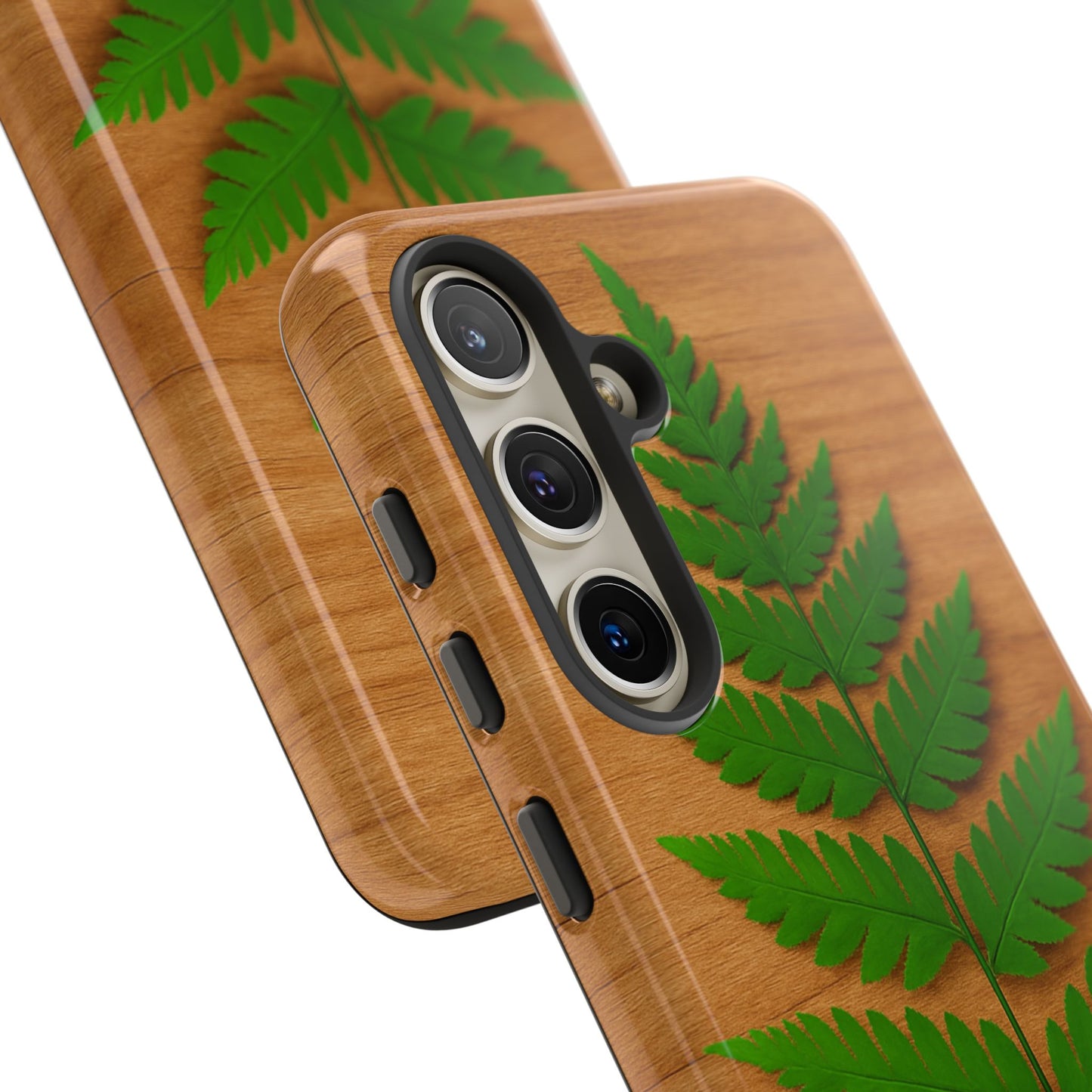 Wooden Fern Phone Case - Eco-Friendly Tough Cases for Nature Lovers, Unique Gift, Customizable Design, Nature-Themed Accessories