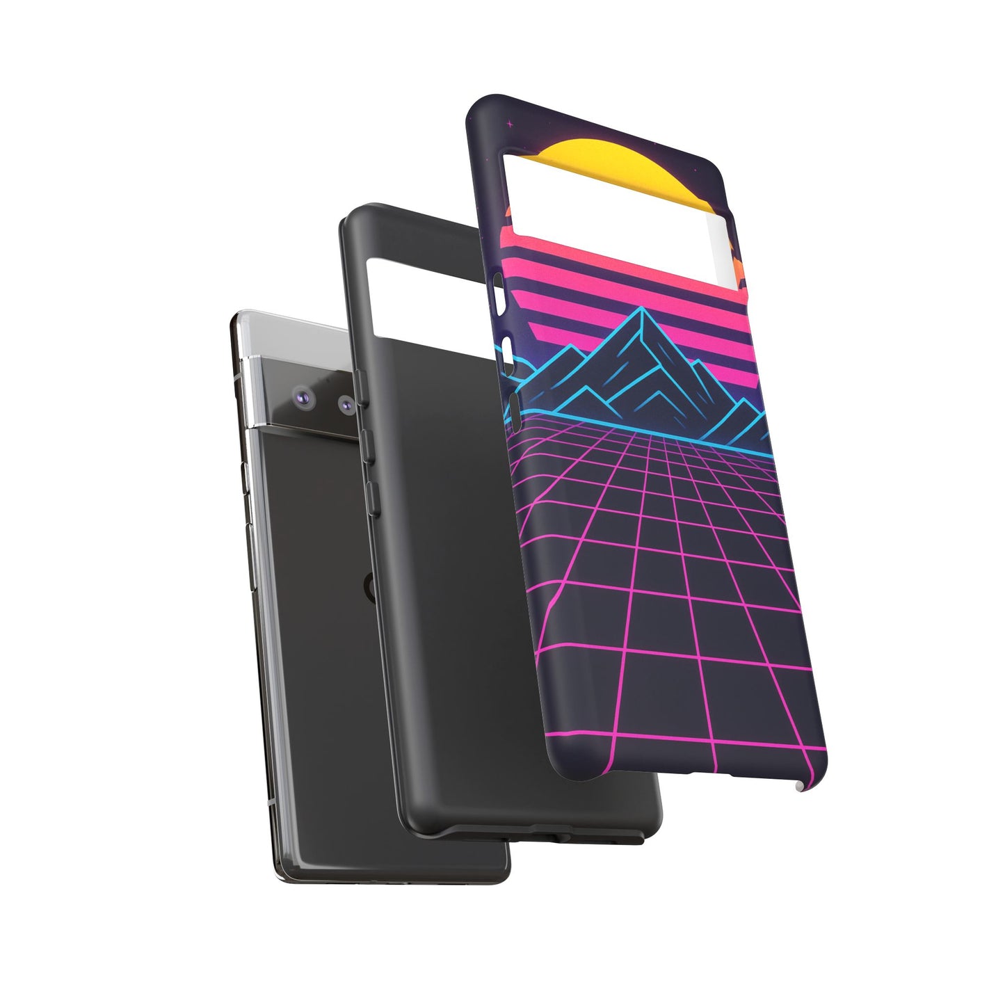 Retro Sunset Phone Case, Vintage Neon Case, 80s Aesthetic Cover, Gift for Tech Lovers, Unique Phone Accessories