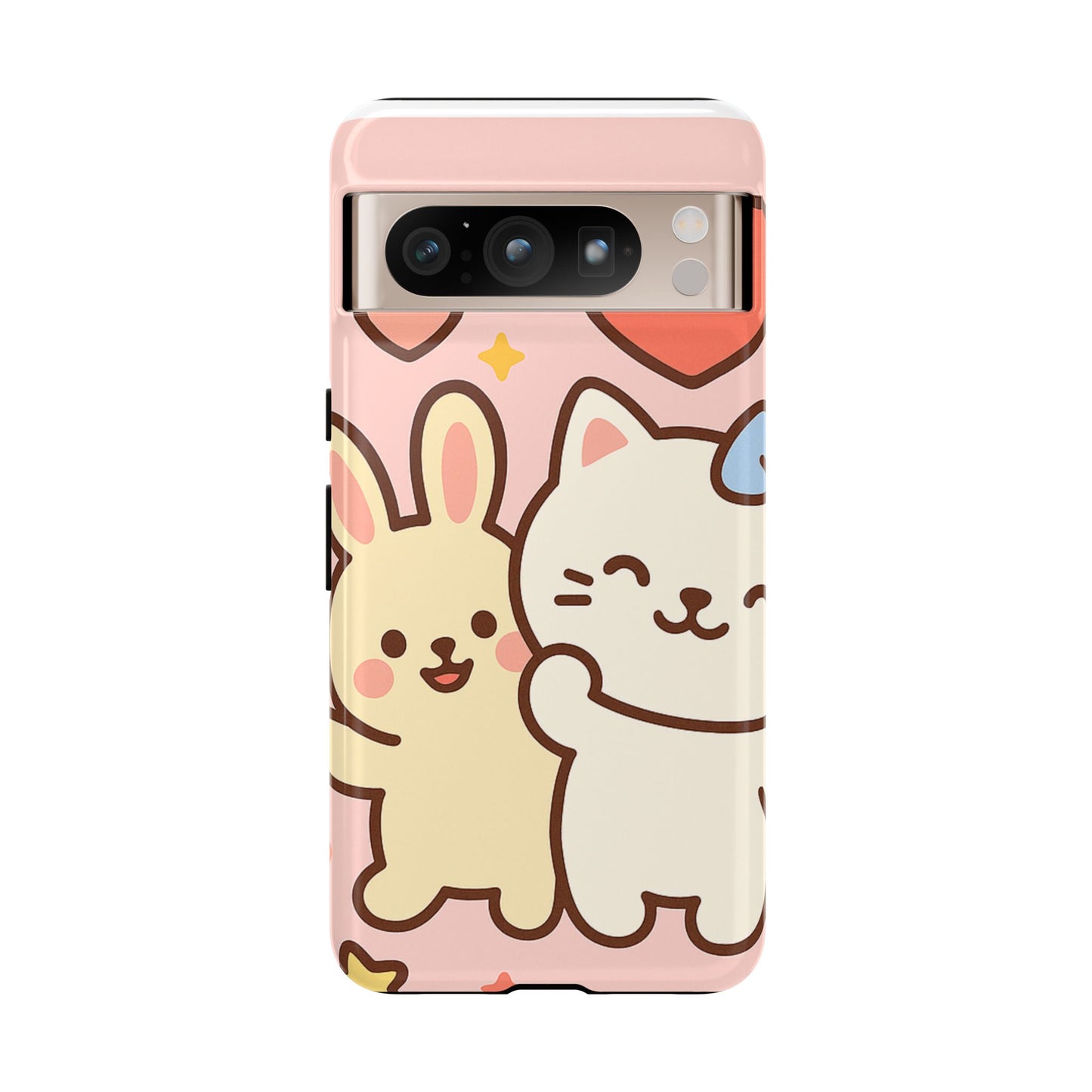 Cute Animal Phone Case -Tough Cases with Bunny and Cat Design, Kawaii Gift for Kids, Birthday, Everyday Use, Phone Accessories, teenage girl