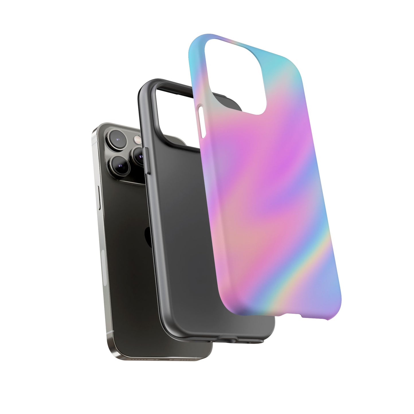 Colorful Holographic Phone Case, Tough Cases for iPhone, Trendy Phone Cover, Unique Gift for Her, Pastel Phone Accessory