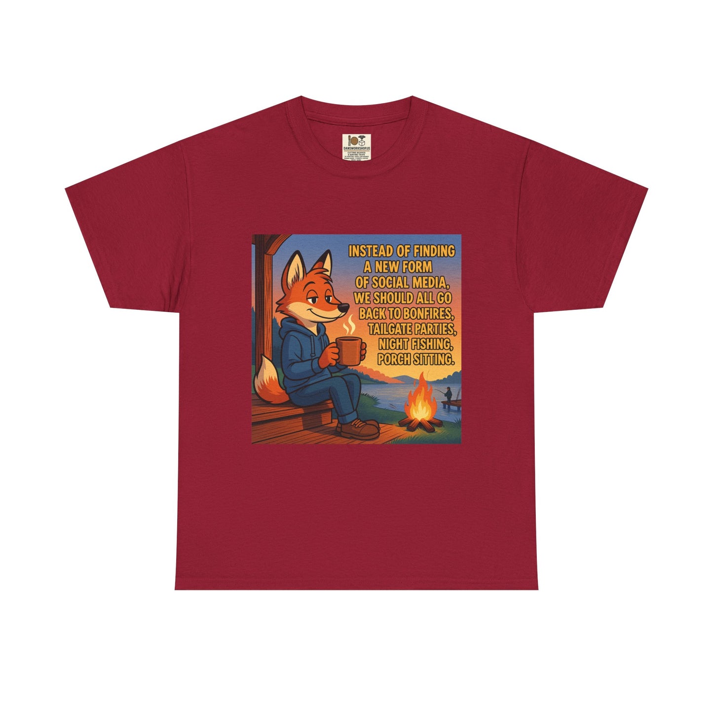 Cozy Campfire Fox Tee, Relaxing T-Shirt for Nature Lovers, Outdoor Adventure Shirt, Fox Lover Gift, Casual Cozy Wear