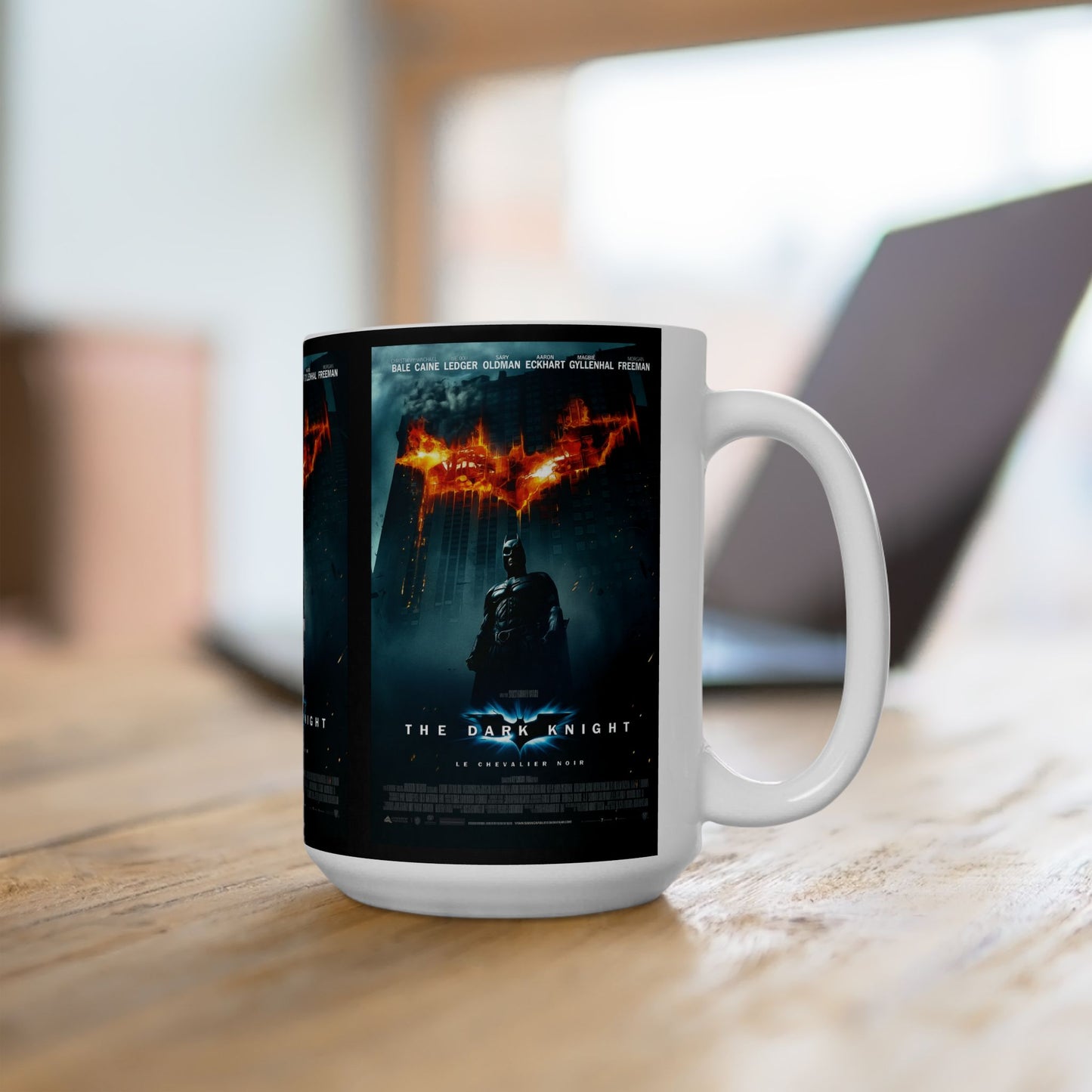 Ceramic Mug with Dark Knight Design, Batman Coffee Mug, Movie Lover Gift, Nerdy Drinkware, Themed Kitchen Decor