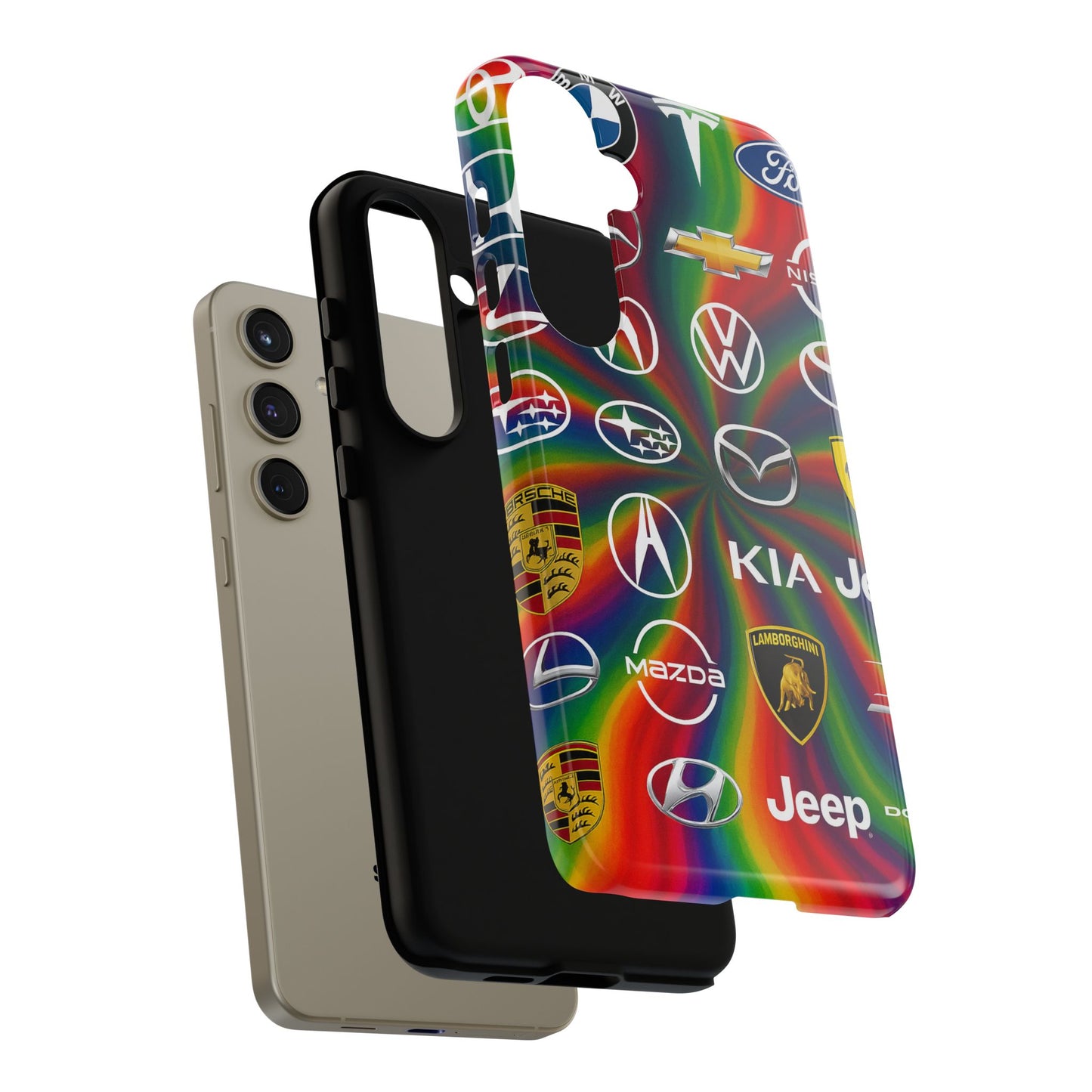 Colorful Car Logos Phone Case - Vibrant Tough Cases for Auto Enthusiasts, Unique Gift for Birthdays, Car Events, and Holidays