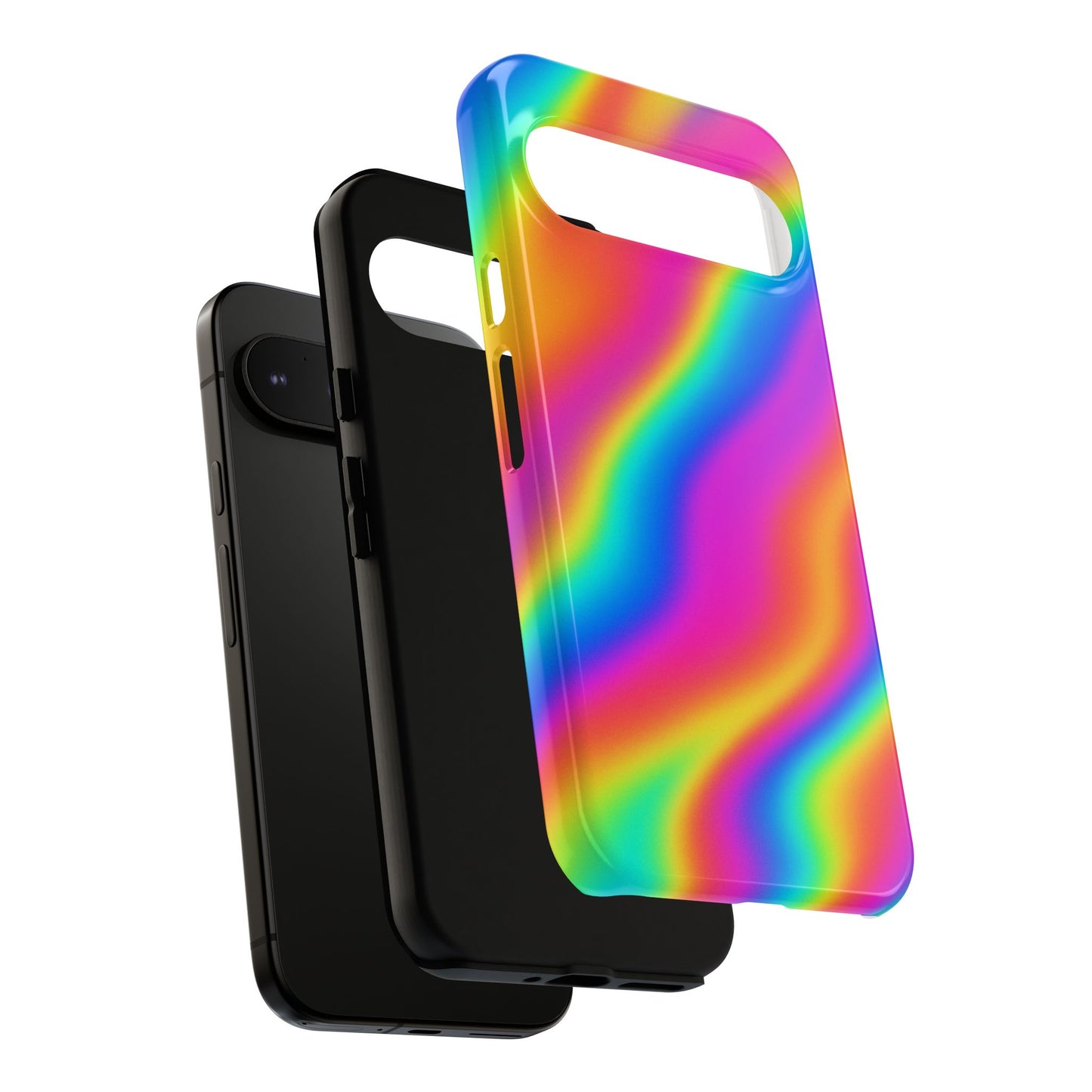Rainbow Wavy Phone Case - Colorful Tough Cases for Stylish Protection, LGBTQ+ Pride Gift, Trendy Phone Accessory, Birthday, Holiday Present