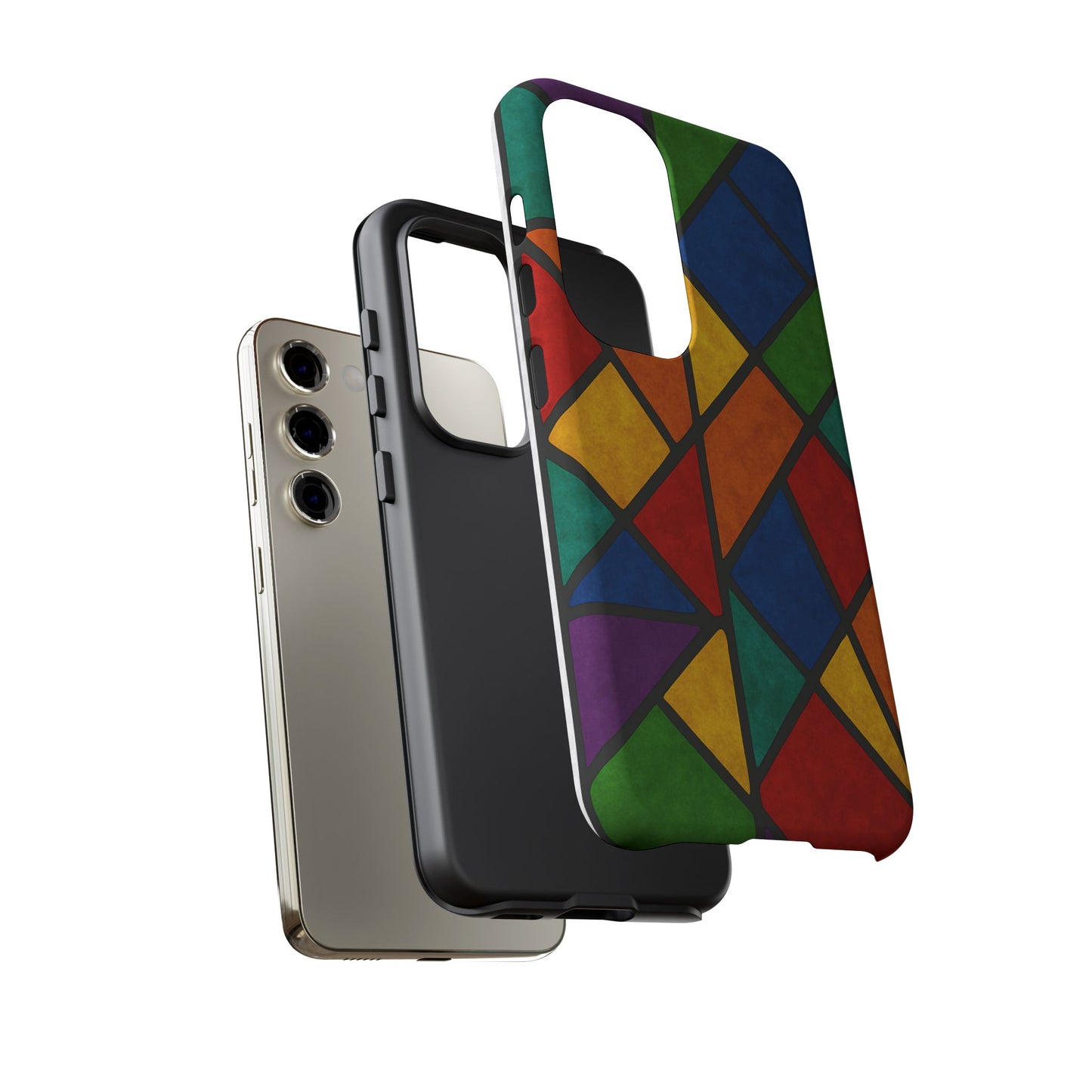 Colorful Phone Case, Stained Glass Pattern, Artistic Phone Cover, Unique Smartphone Protection, Vibrant Gift for All Occasions