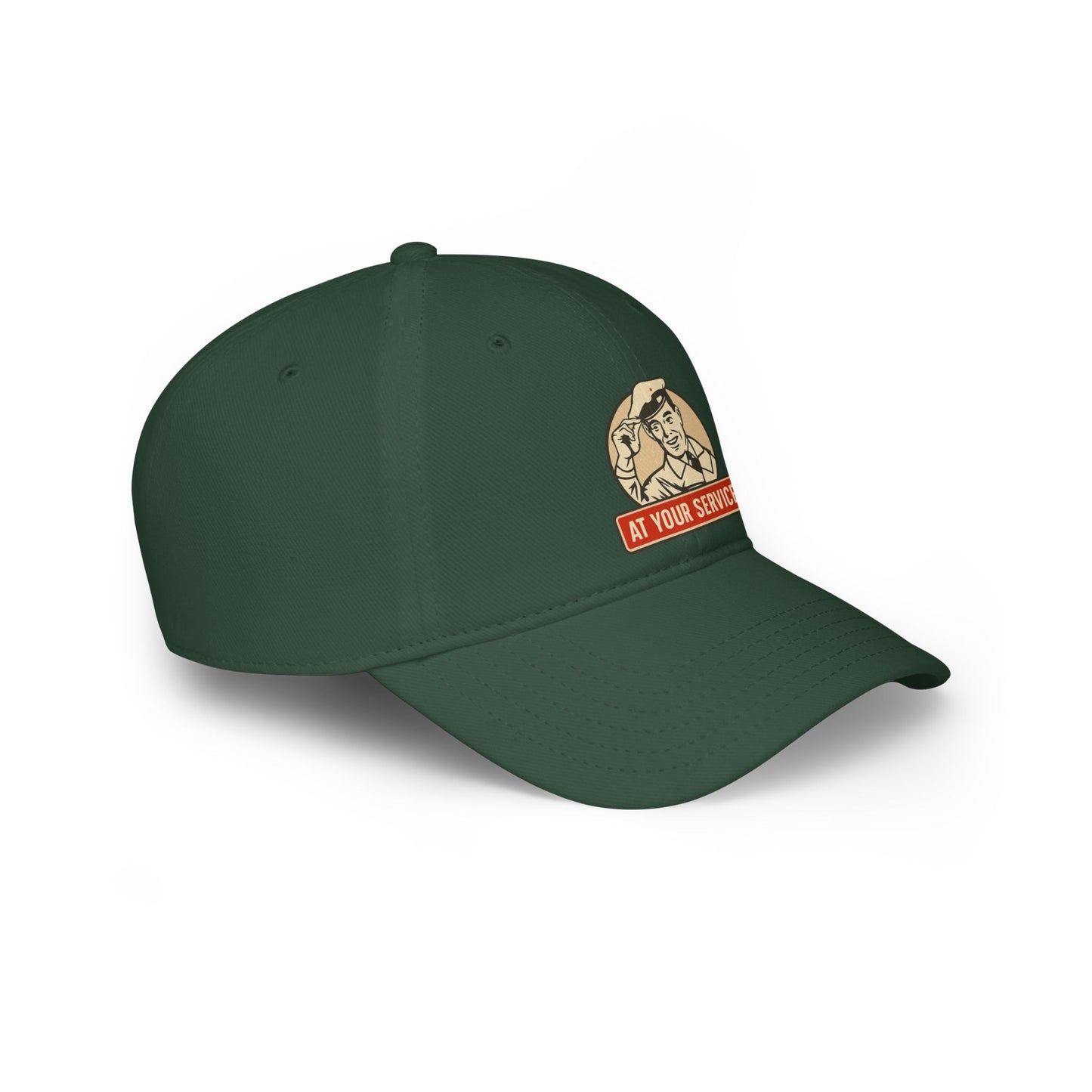 Vintage-Style Low Profile Baseball Cap | Inspiring 'At Your Service' Design, Casual Hat, Gift for Him, Outdoors, Everyday Wear