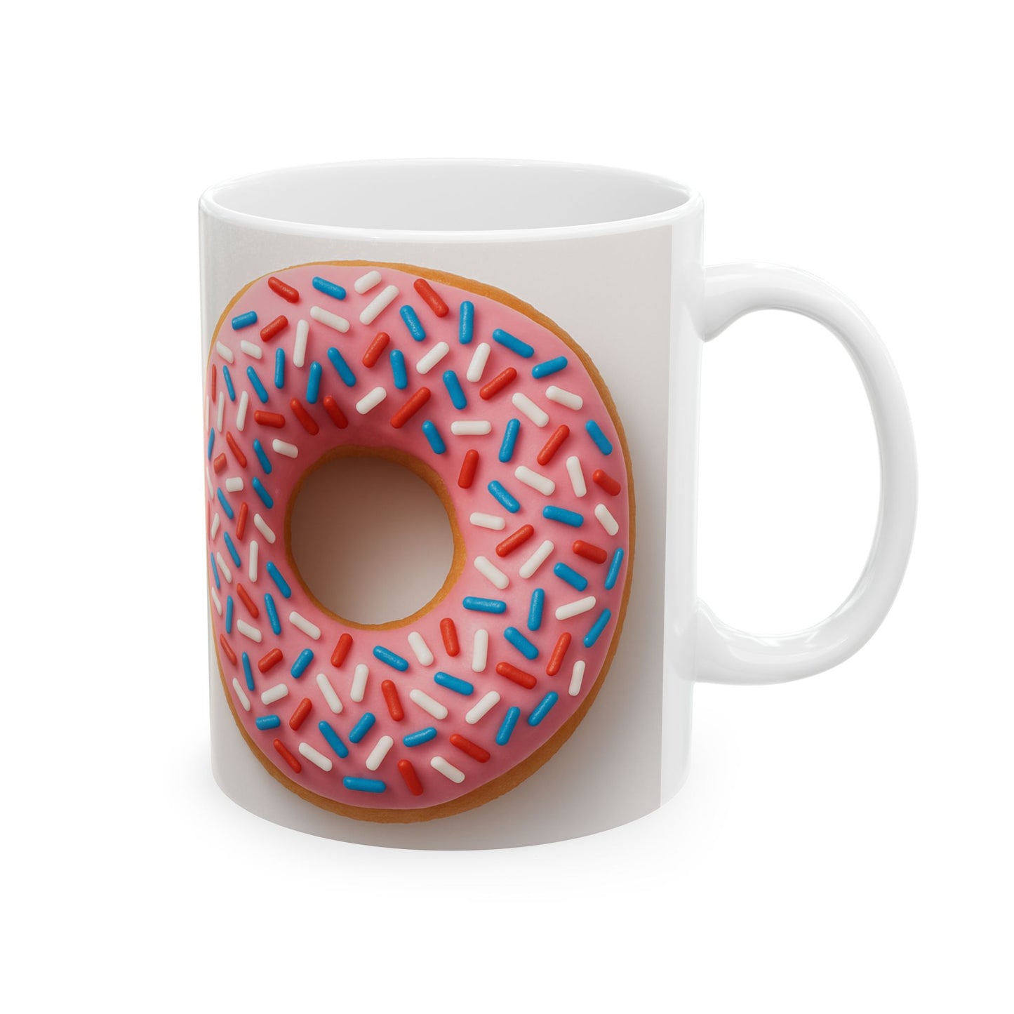Donut Design Ceramic Mug | Fun Coffee Mug for Foodies, Birthday Gift, Kitchen Decor, Donut Lover's Mug, Sweet Treat Drinkware