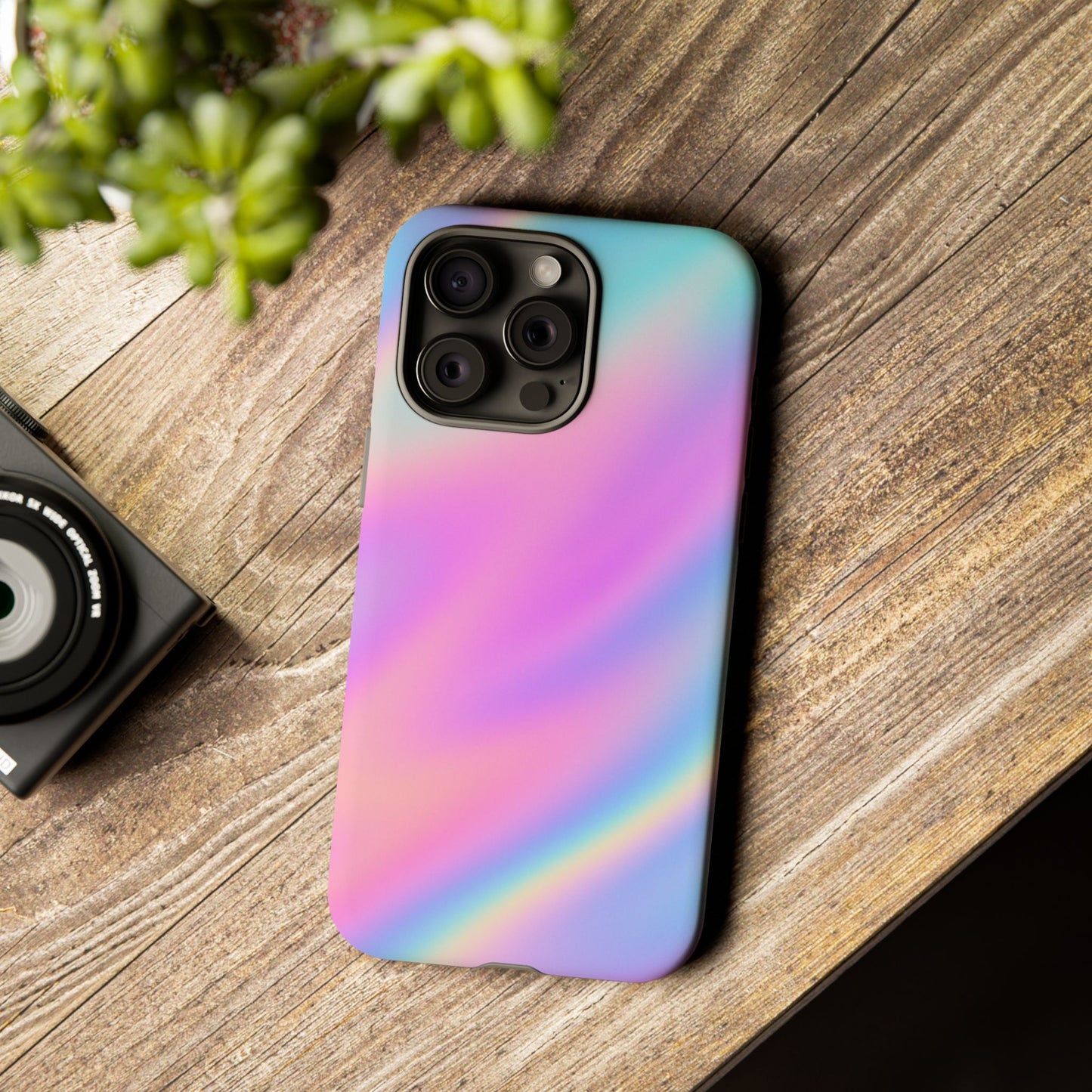 Colorful Holographic Phone Case, Tough Cases for iPhone, Trendy Phone Cover, Unique Gift for Her, Pastel Phone Accessory